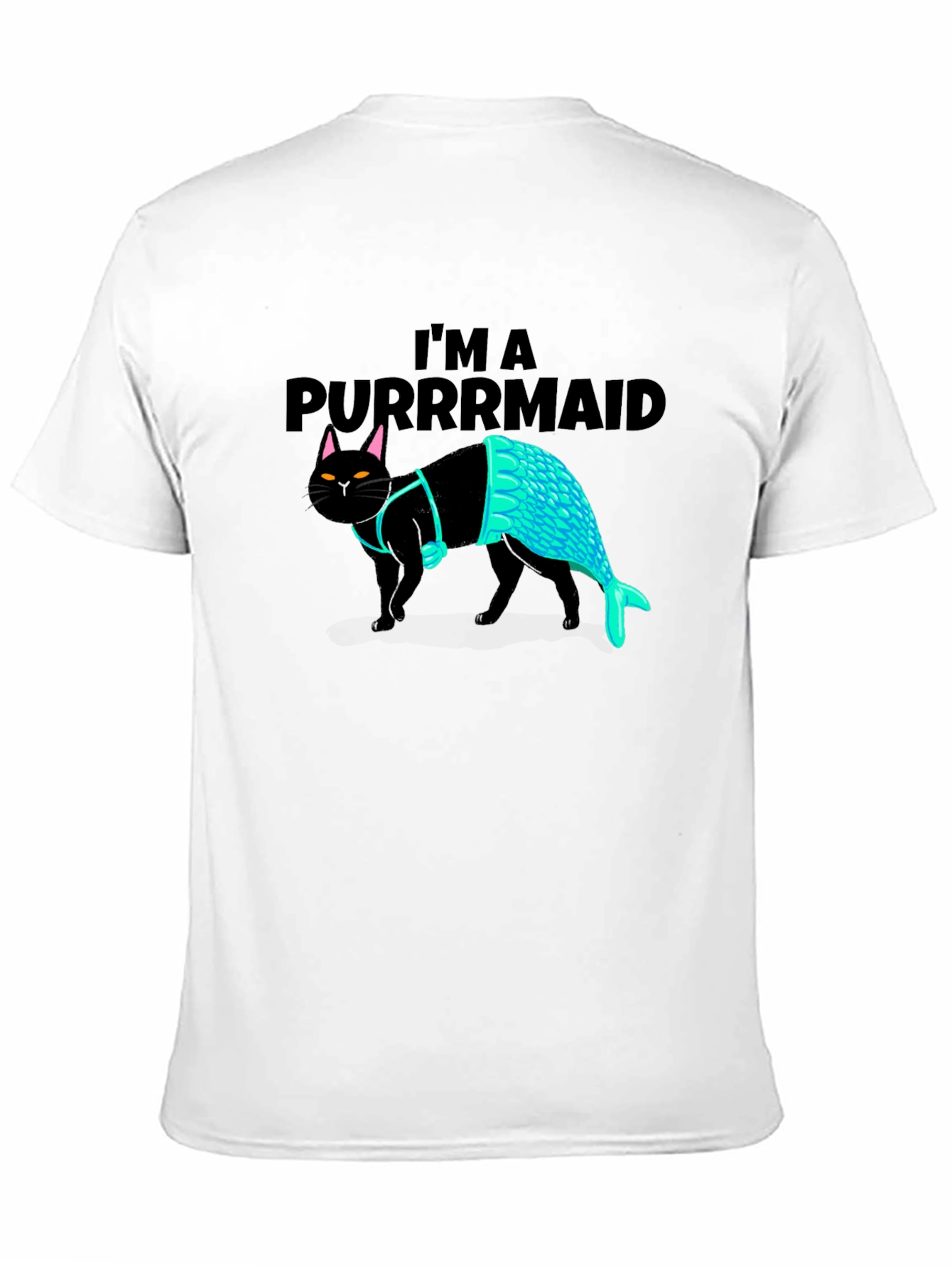 Black Purrmaid T-Shirt: Cat Mermaid Graphic Tee view 11