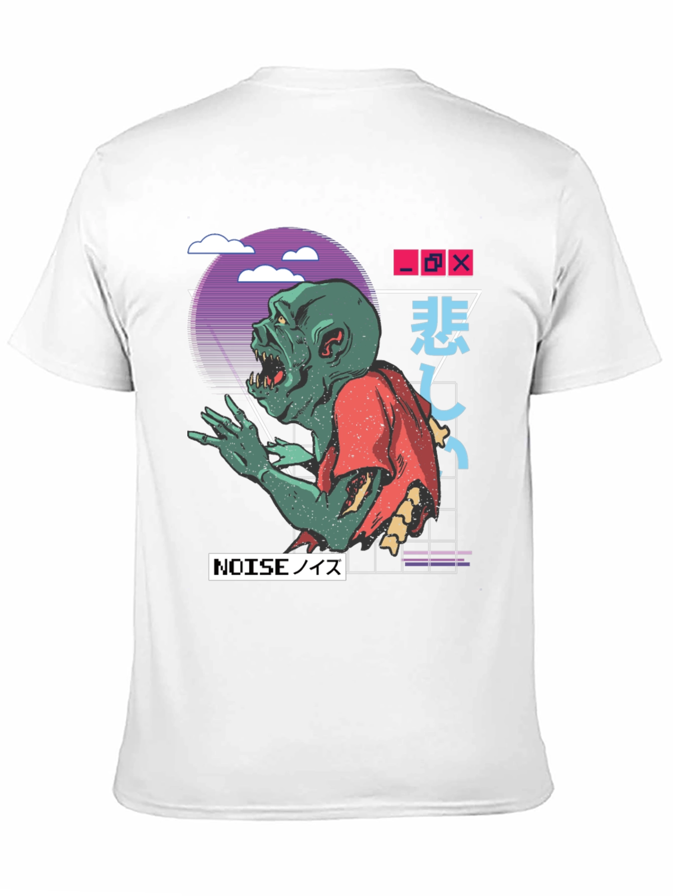 Black Zombie Noise T-Shirt - Vaporwave Style view 11
