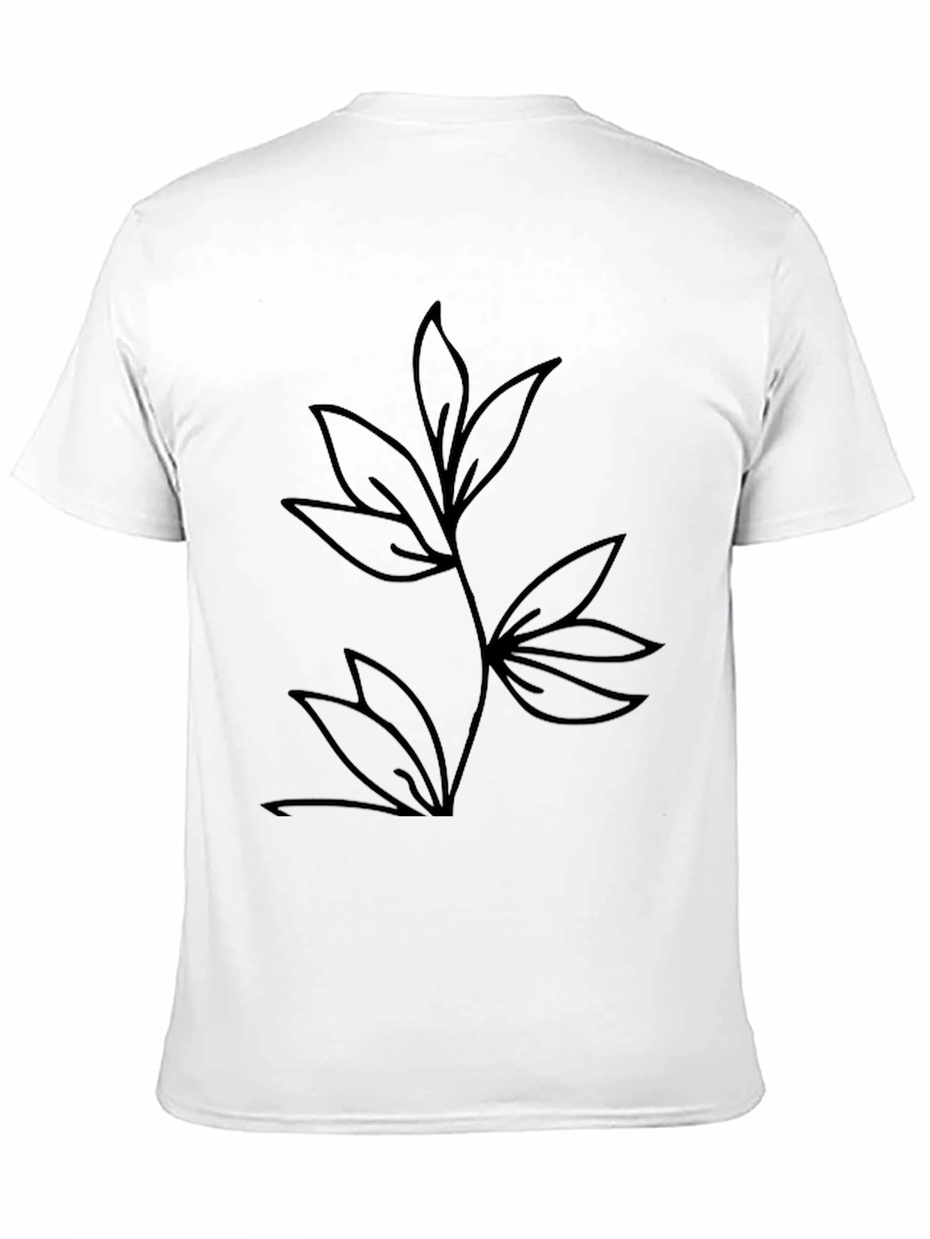 Black Minimalist Leaf Design Black T-Shirt view 11