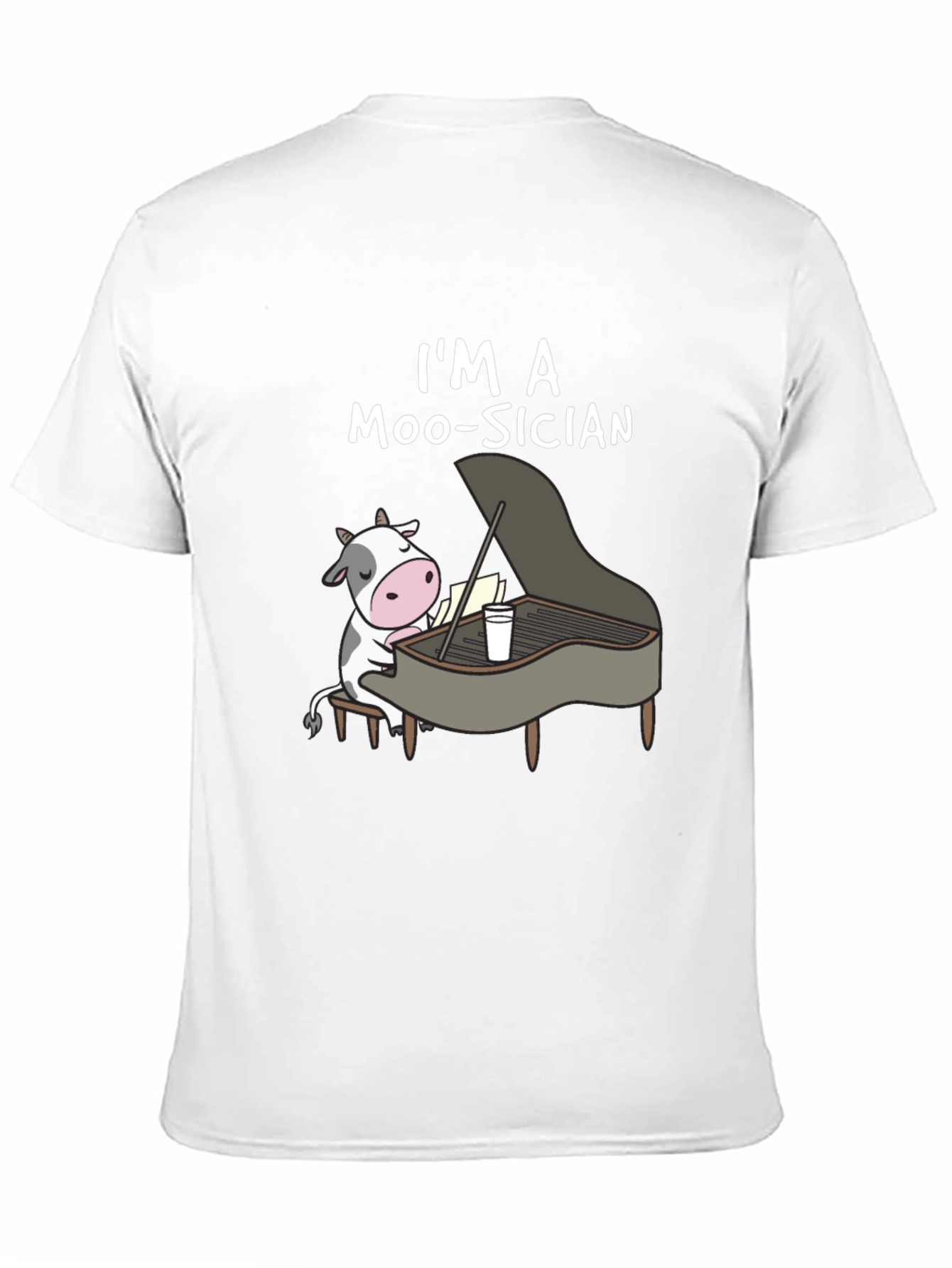 Black I'm a Moo-sician Funny Cow Piano T-Shirt view 11
