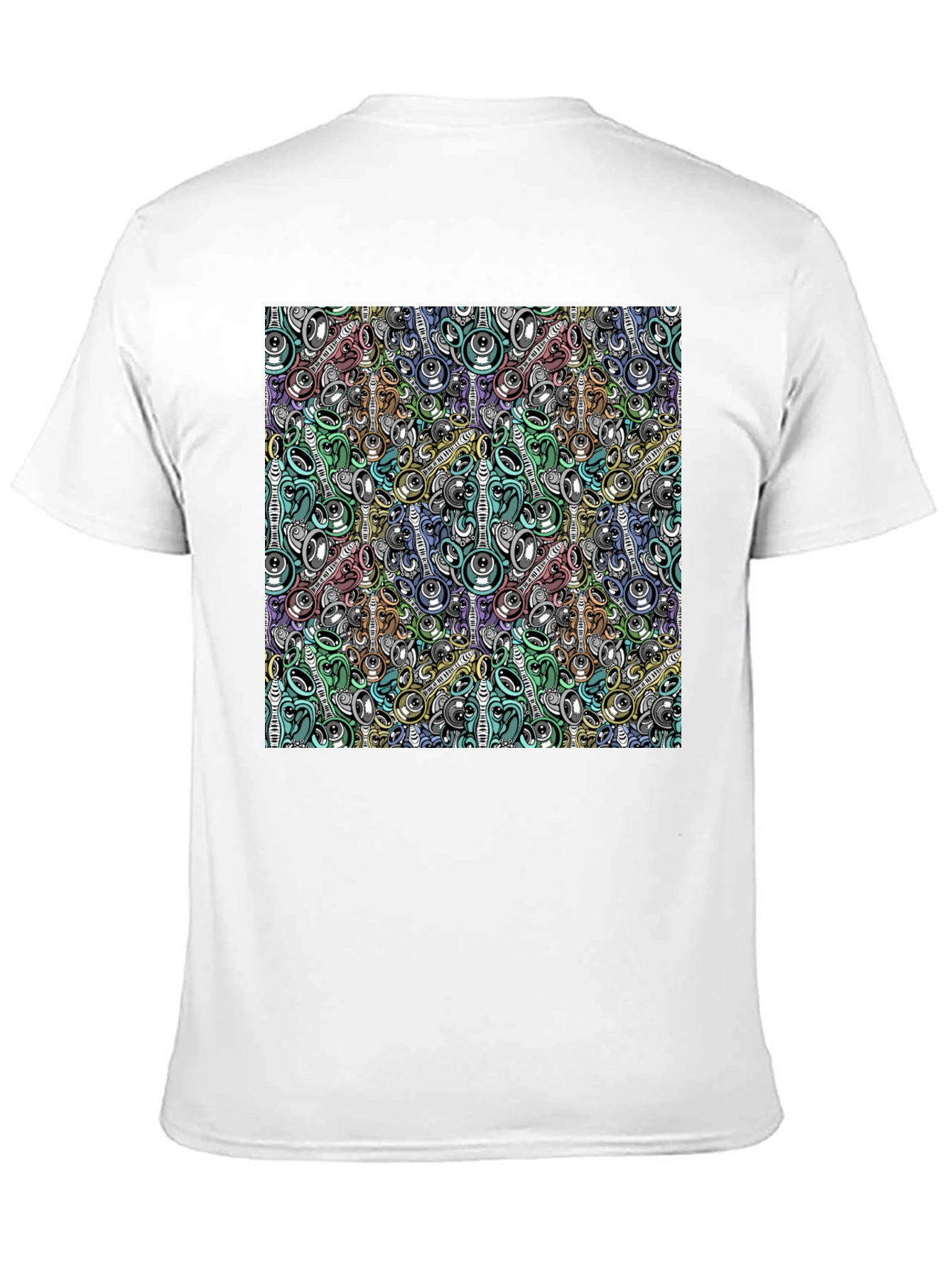 Black Abstract Music Pattern Black T-Shirt view 11