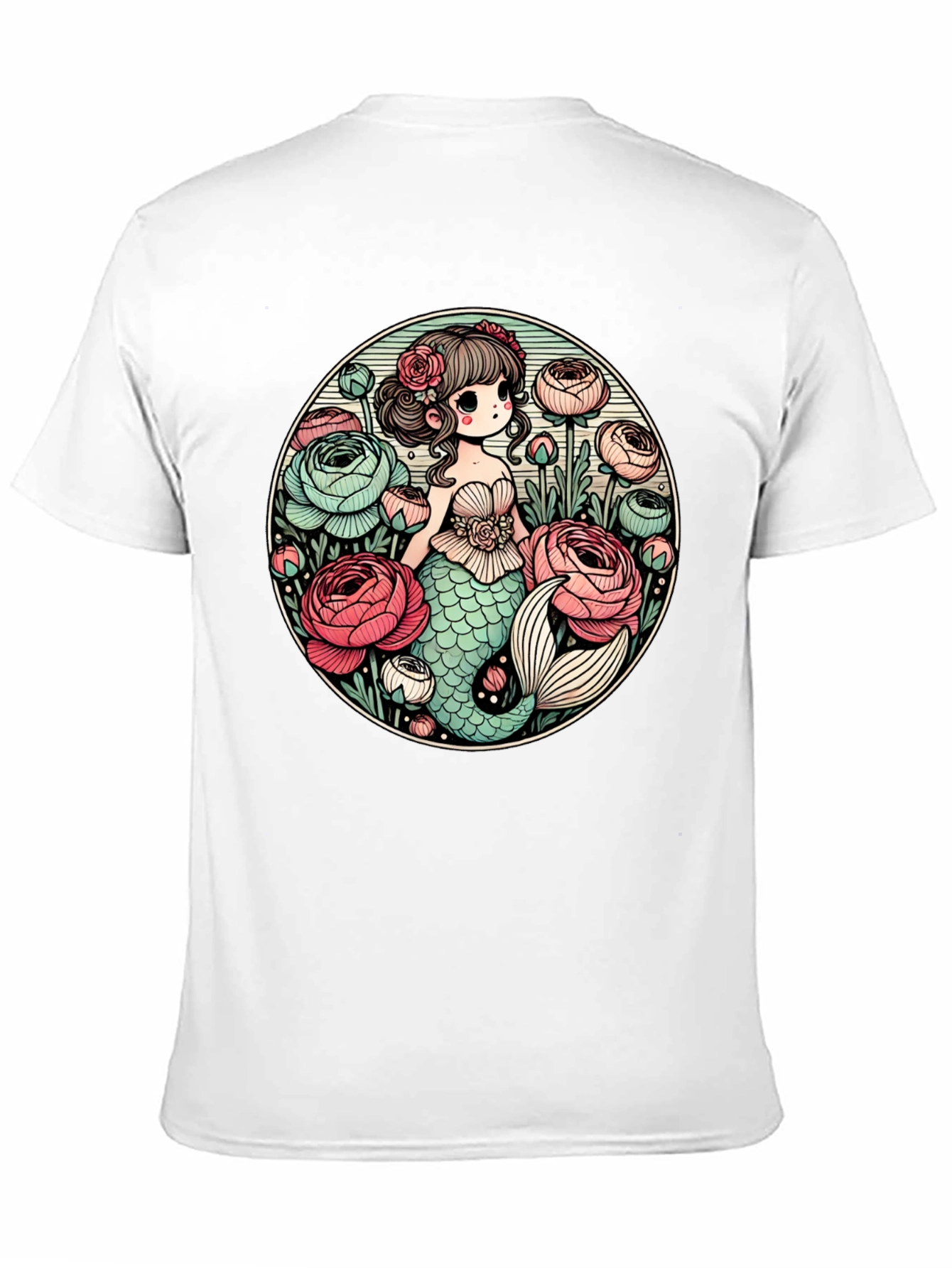 Black Mermaid & Flowers Graphic Tee - Black view 11
