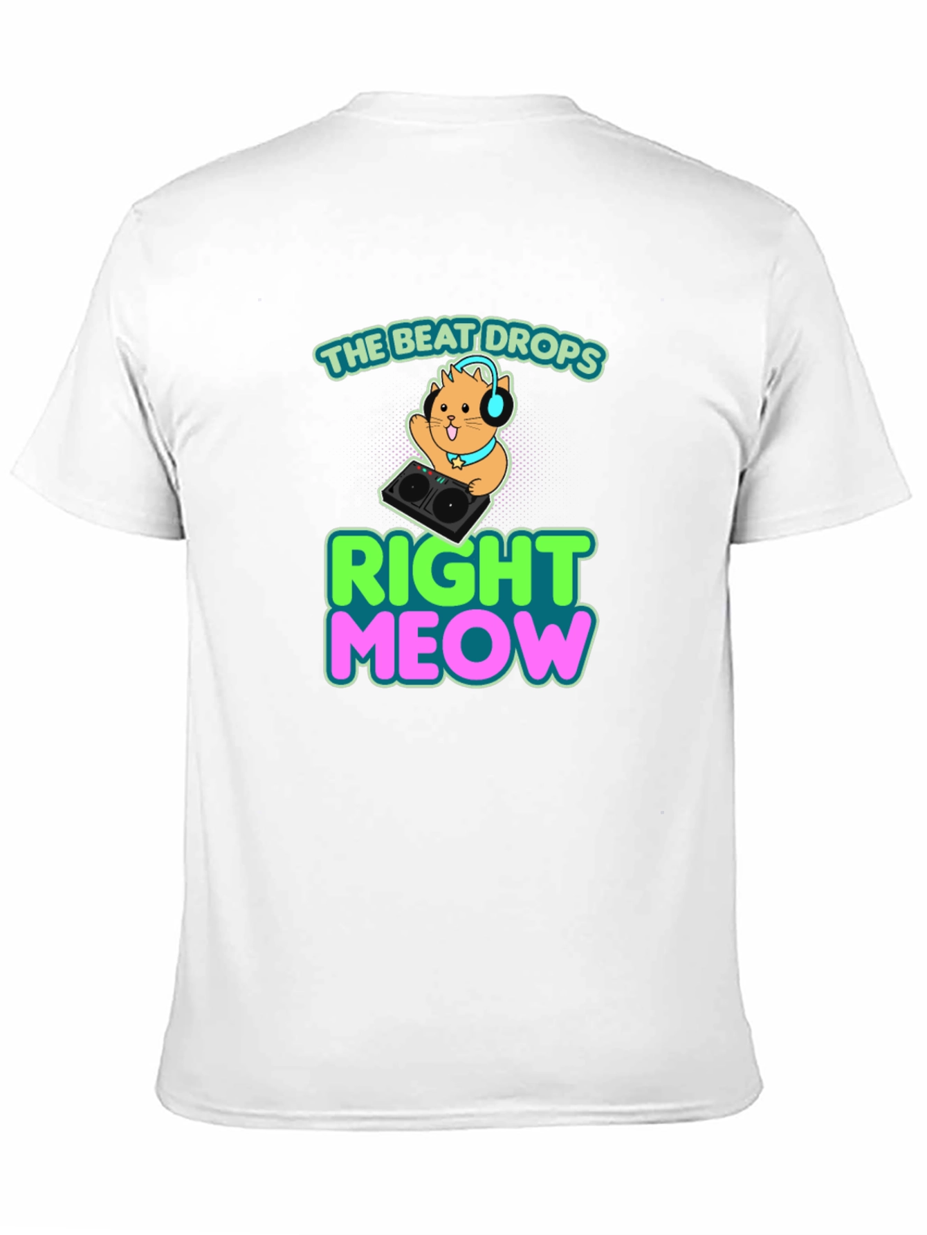 Black The Beat Drops Right Meow DJ Cat T-Shirt view 11