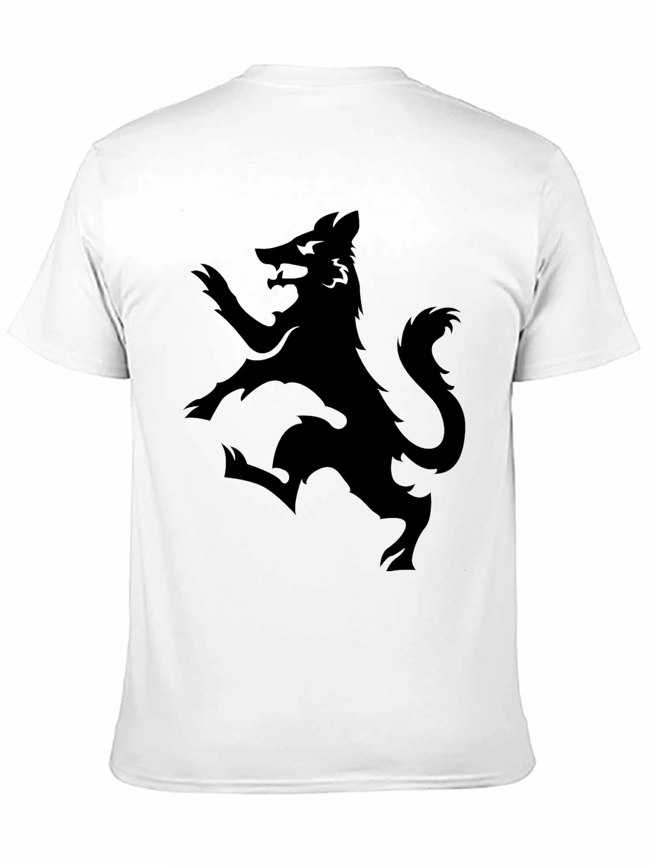 Black Men's Black Graphic Tee - Rampant Wolf Design view 11
