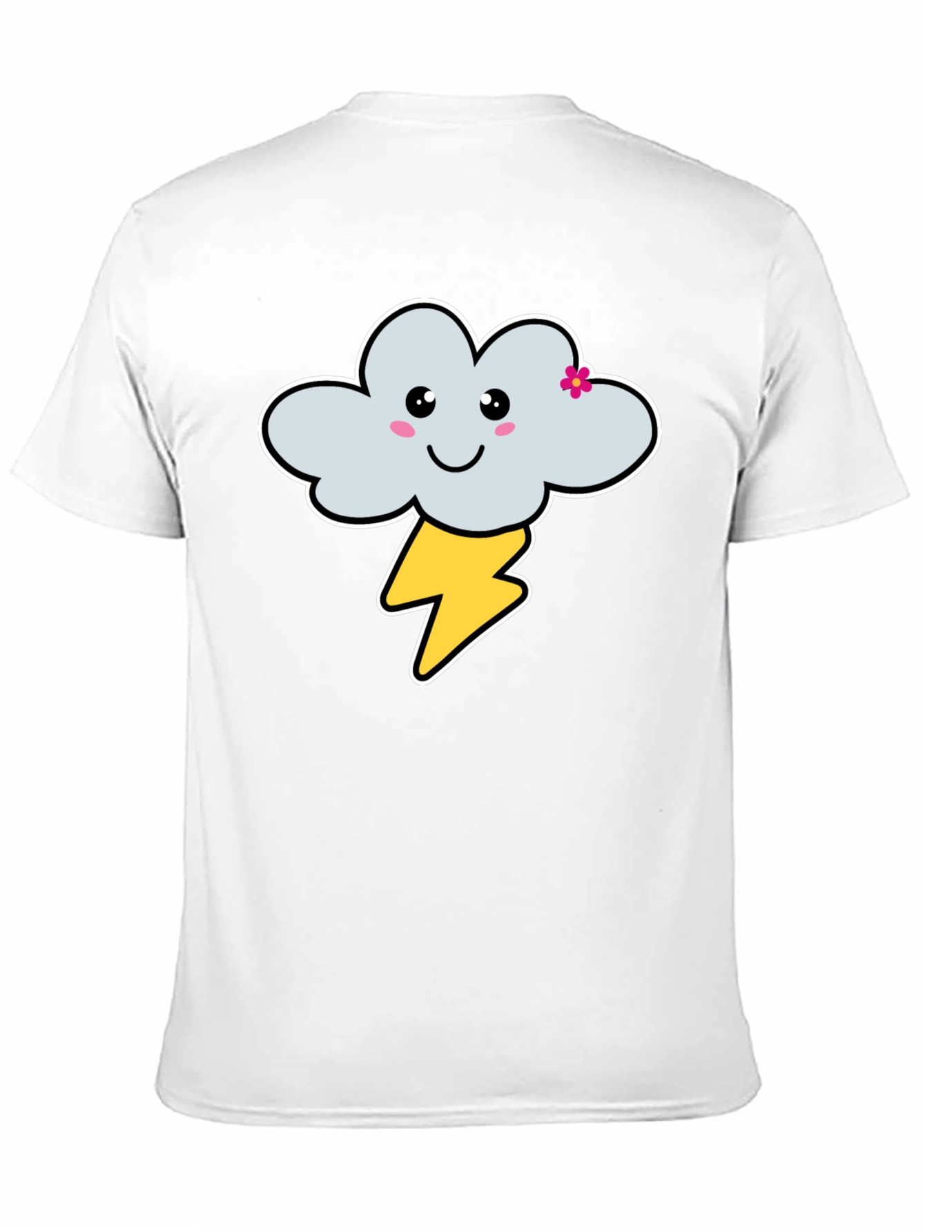 Black Cute Cloud & Lightning Bolt Graphic T-Shirt - Unisex view 11