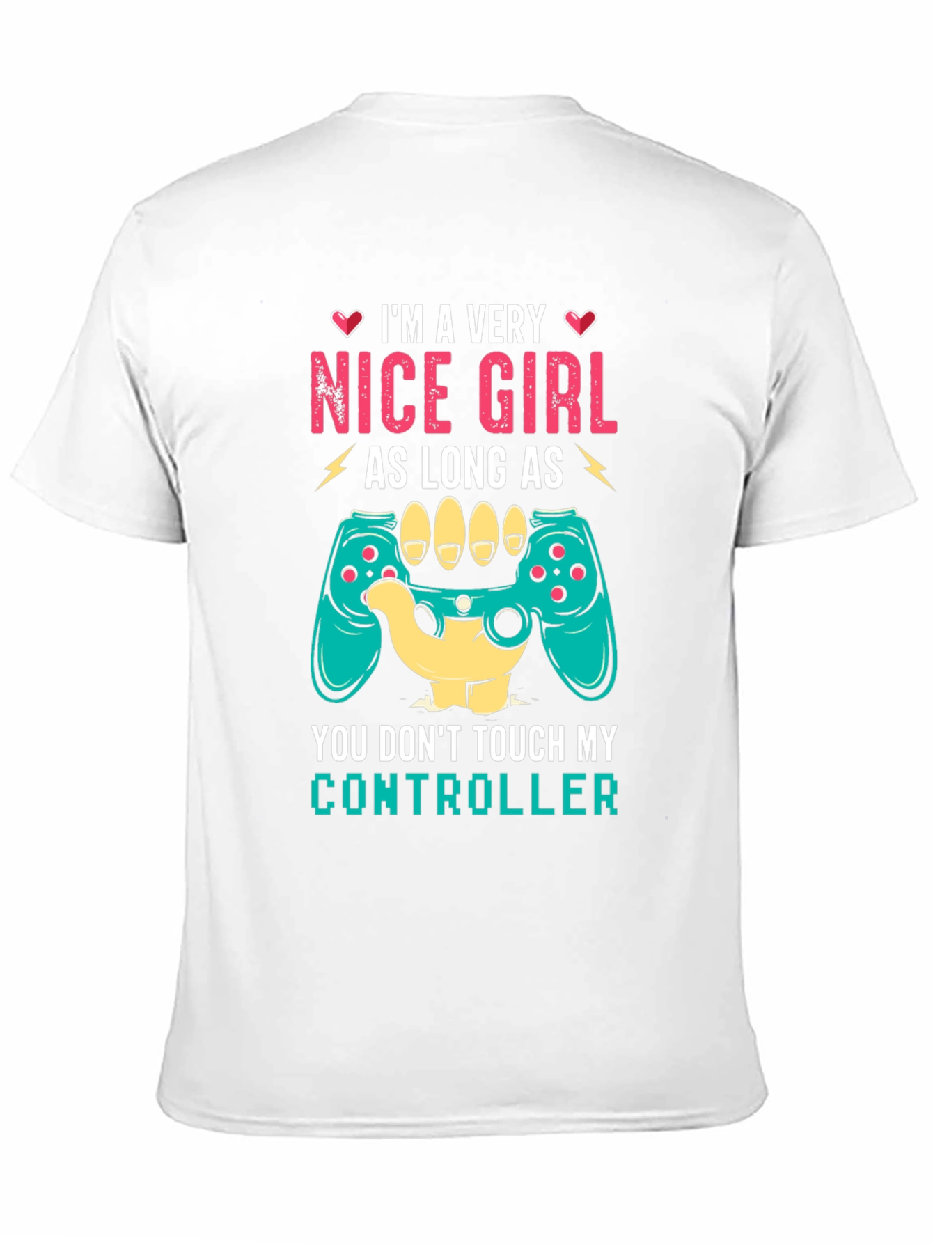 Black Nice Girl Controller T-Shirt Funny Gamer Tee view 11