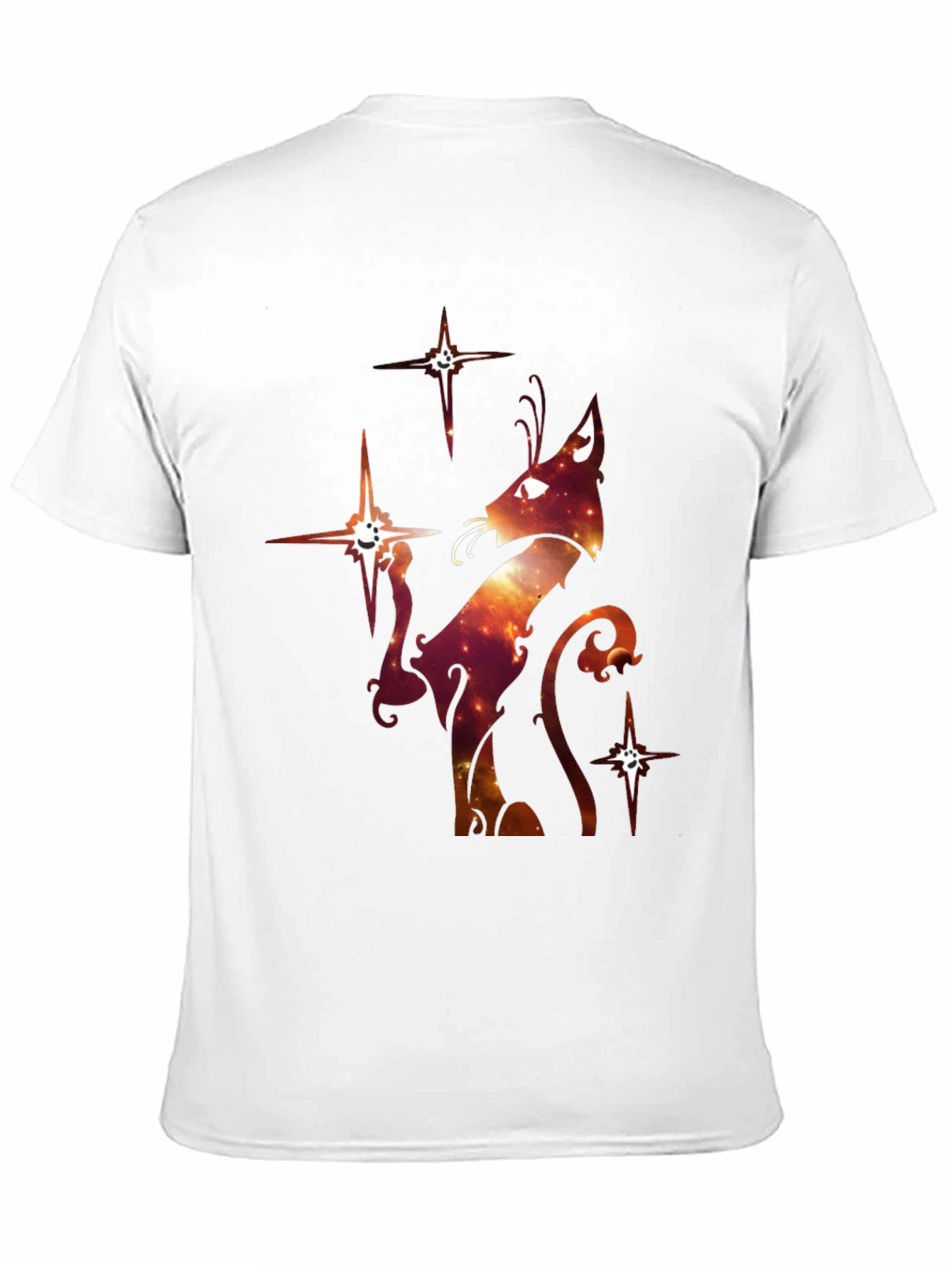 Black Celestial Cat Graphic T-Shirt - Black Cotton Blend view 11