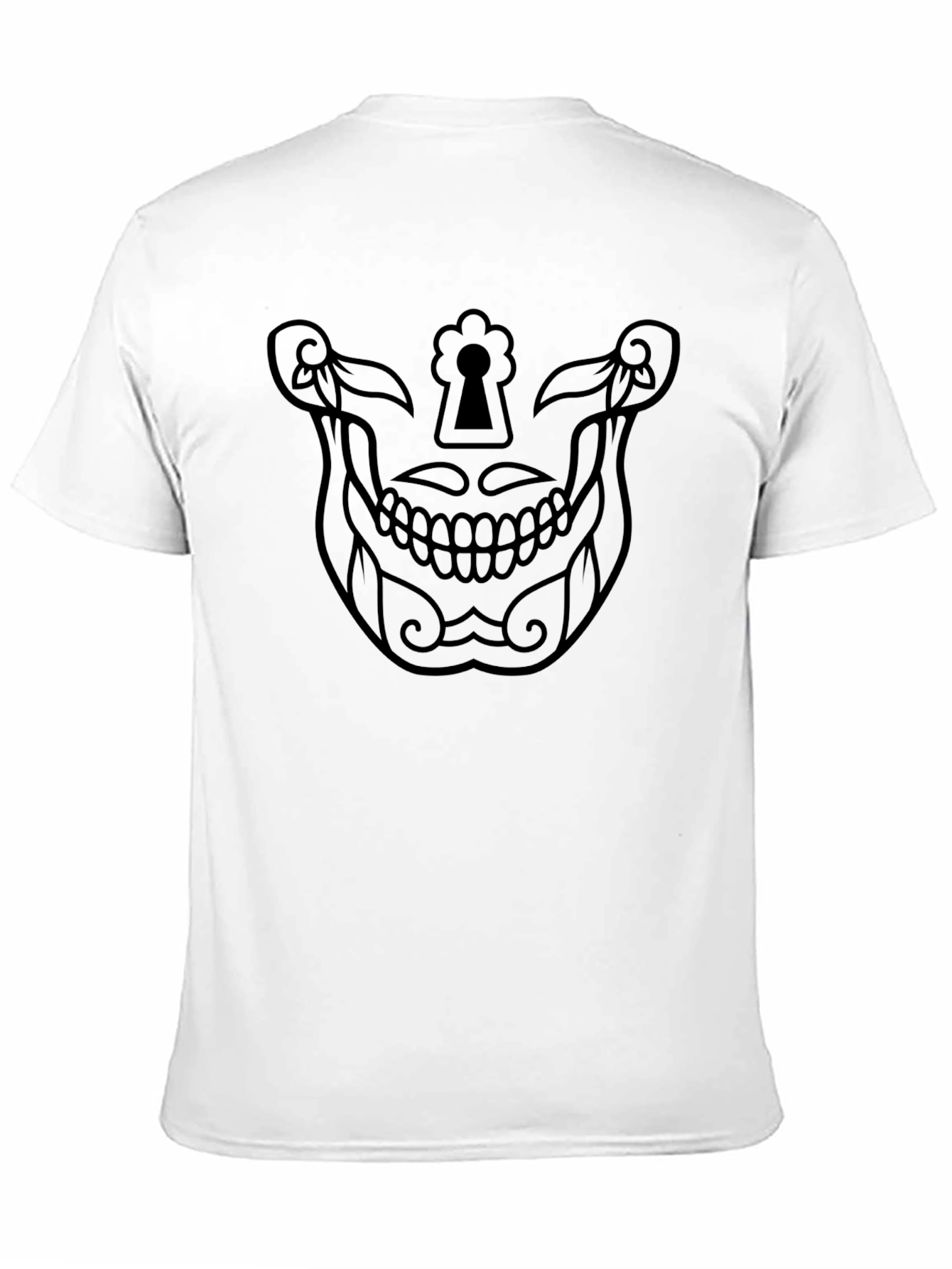 Black Skull Keyhole Graphic Tee - Modern Skeleton Shirt view 11