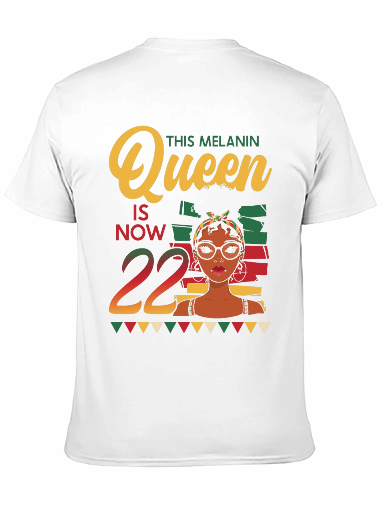 Black Melanin Queen 22nd Birthday Black T-Shirt view 11