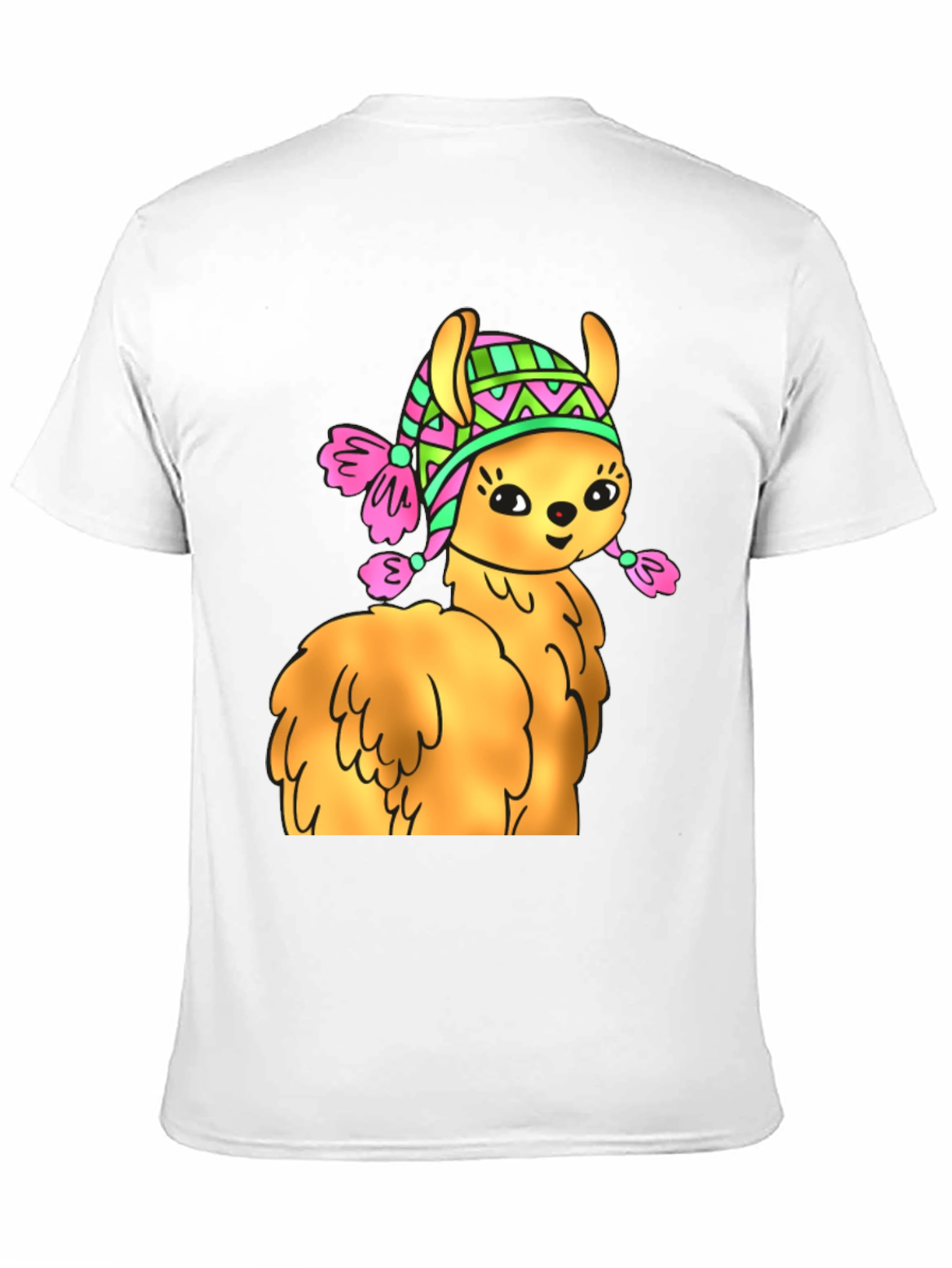Black Cute Llama Wearing Hat T-Shirt view 11