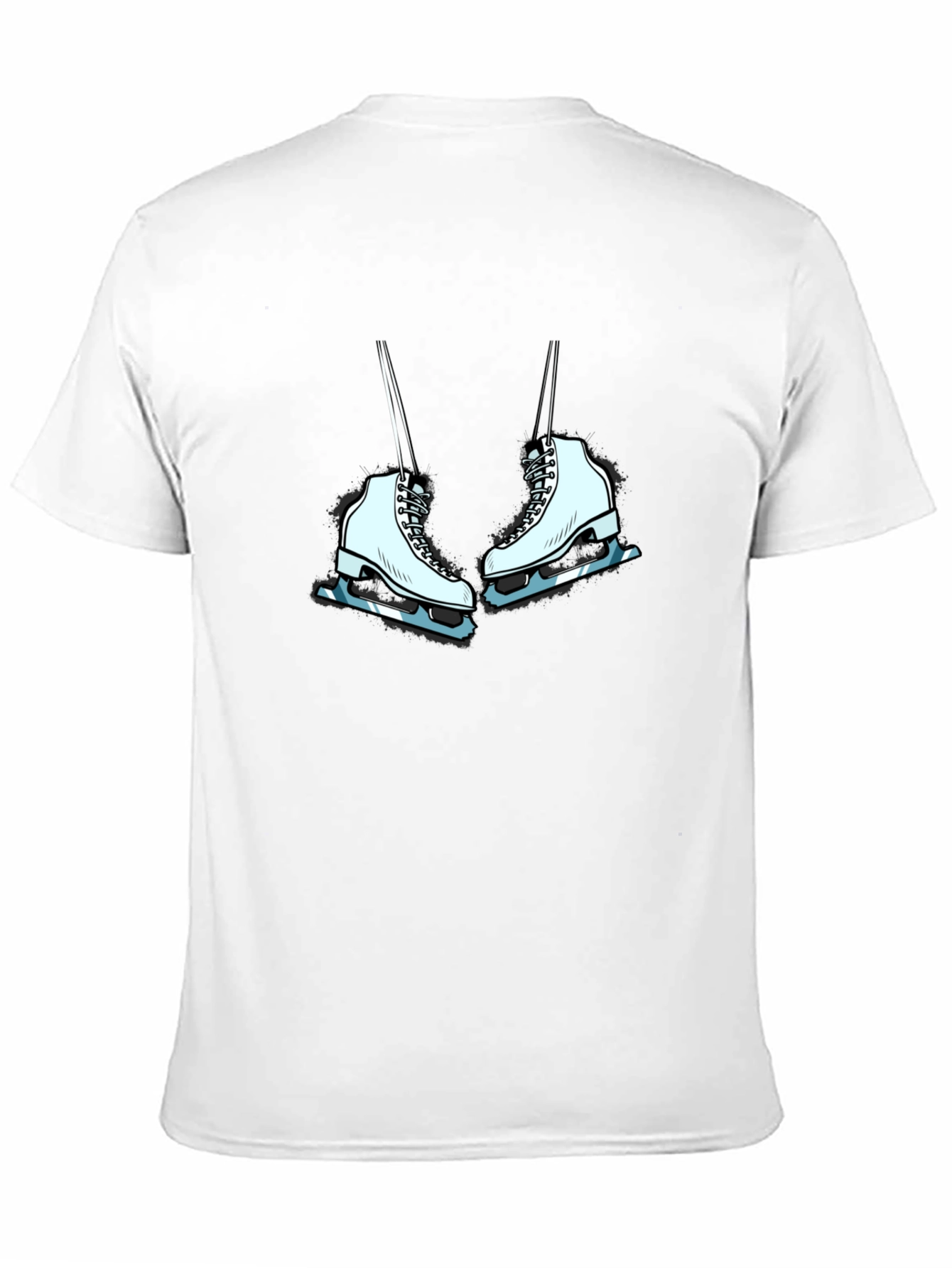 Black Ice Skates Graphic T-Shirt - Black Cotton Tee view 11