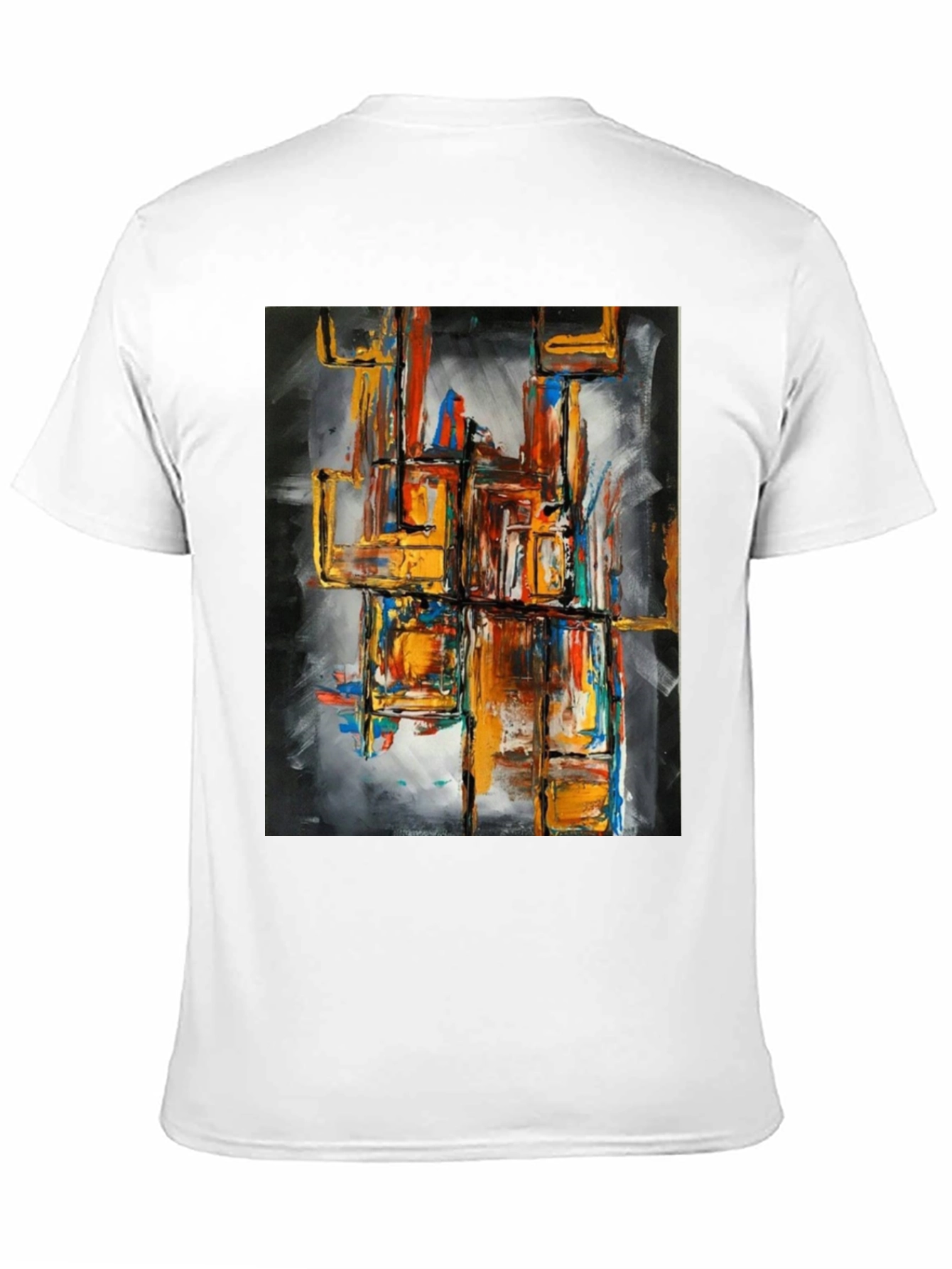 Black Abstract Art Men's Graphic Tee - Black view 11