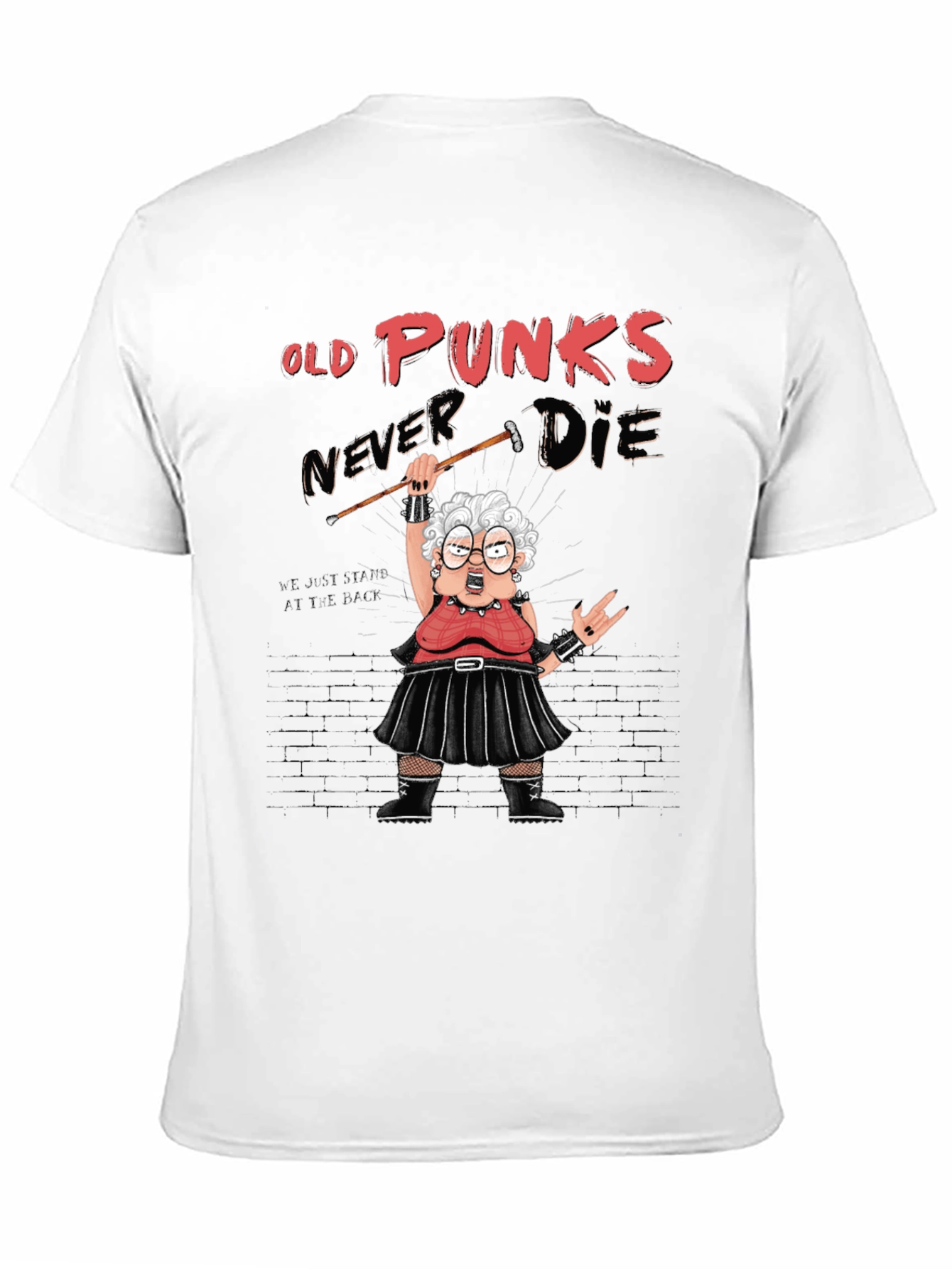 Black Old Punks Never Die Graphic T-Shirt view 11
