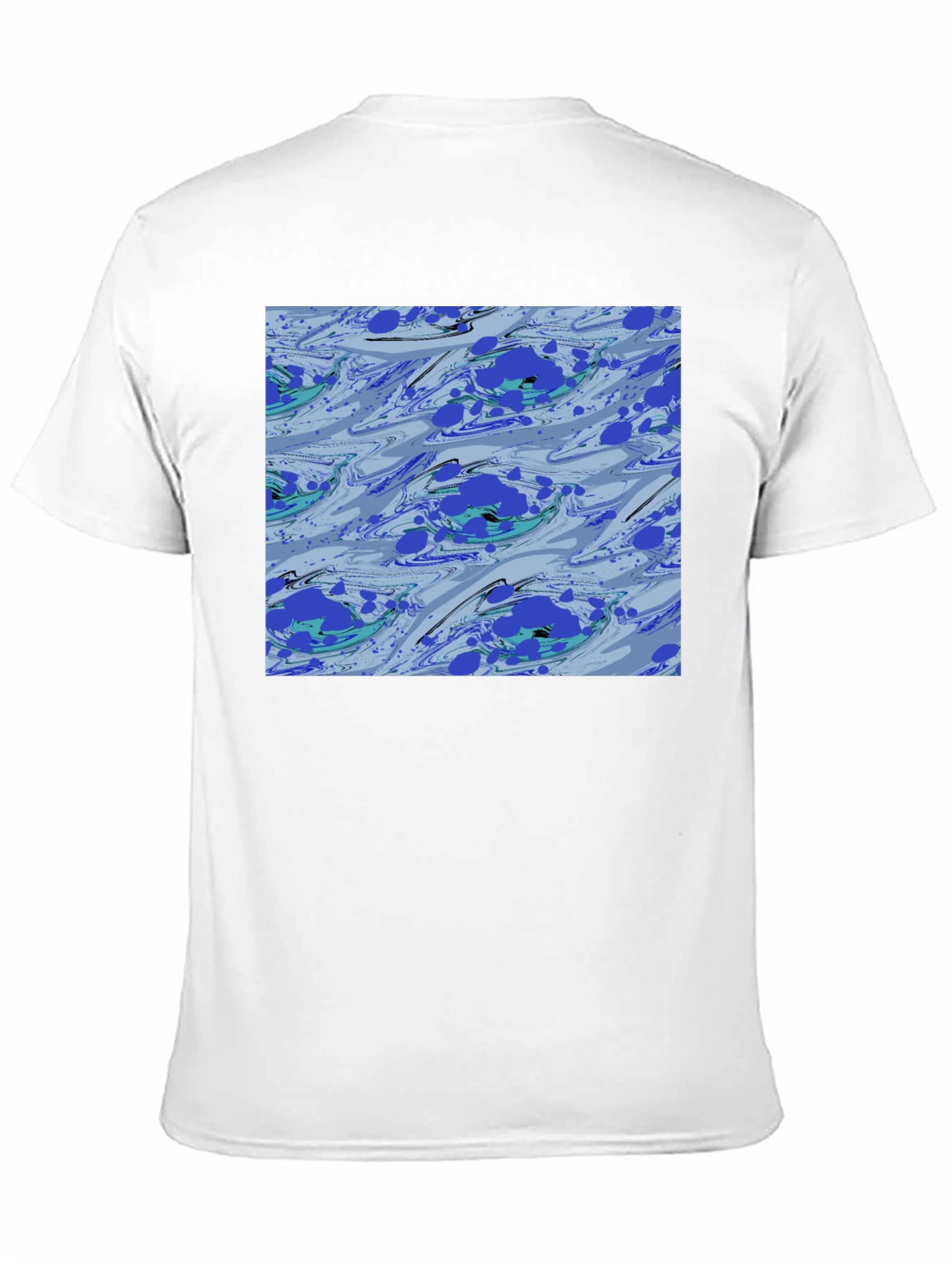 Black Abstract Blue Pattern Black T-Shirt view 11