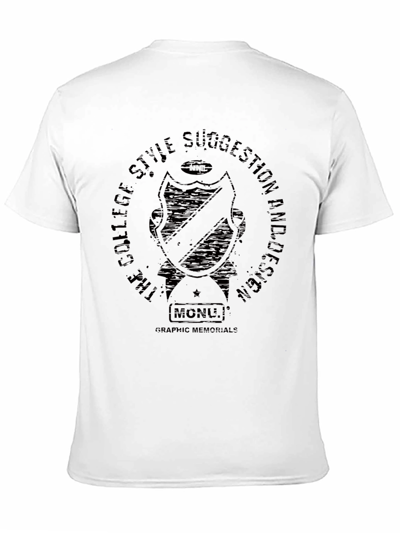 Black Graphic Memorials College Style Suggestion Design T-Shirt view 11