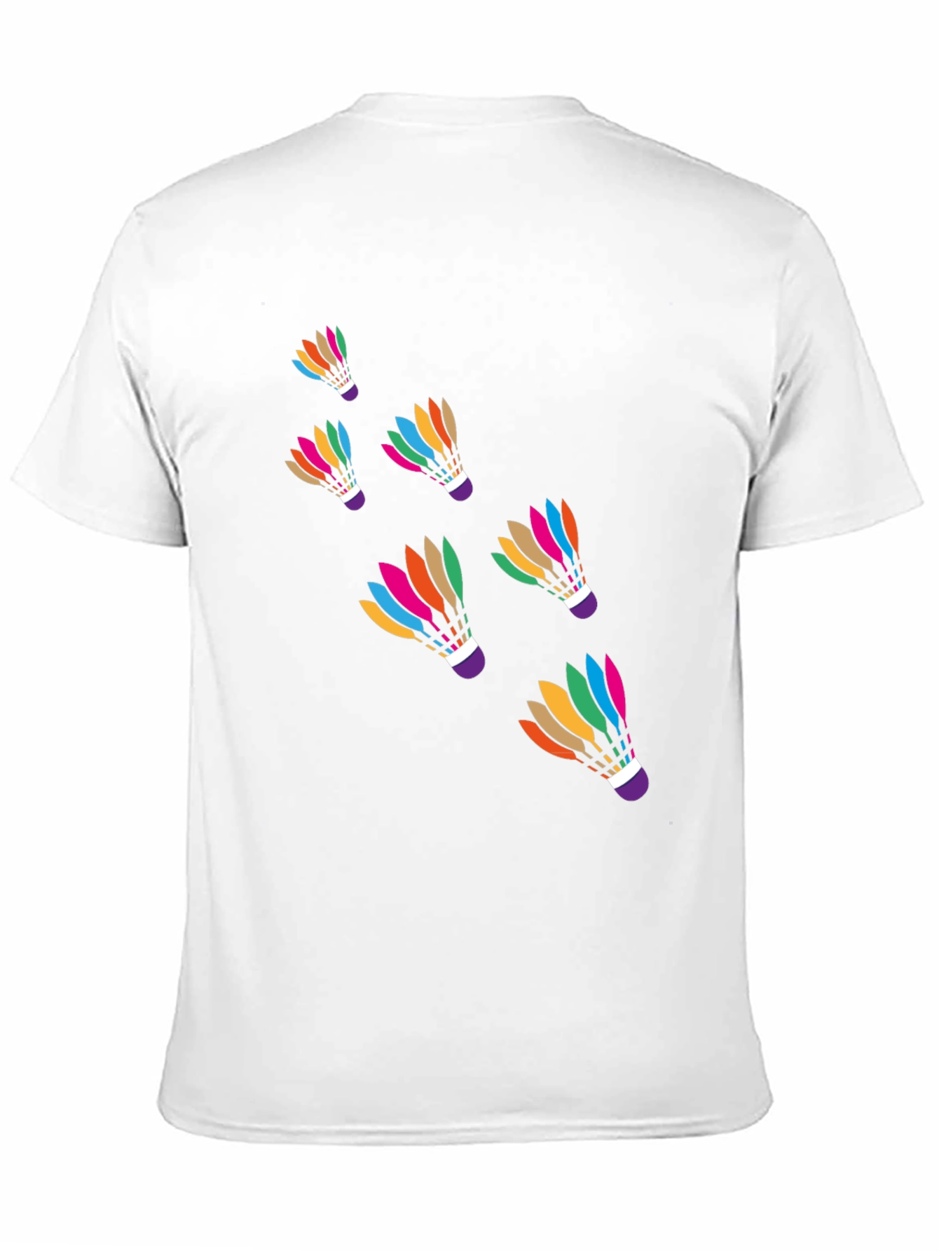 Black Colorful Badminton Shuttlecock Graphic Tee - Black Cotton T-Shirt view 11