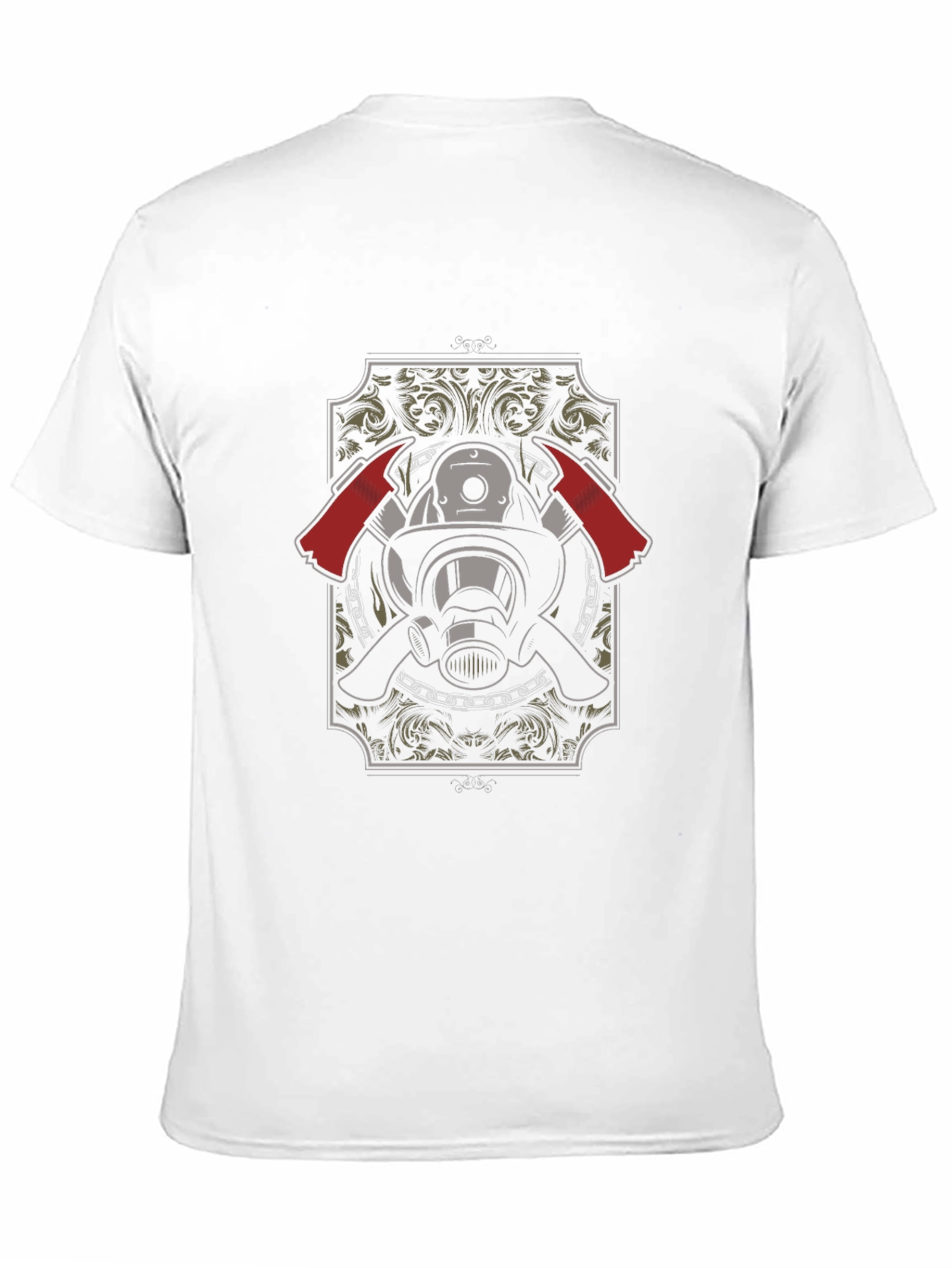 Black Firefighter Helmet & Axes Graphic Black T-Shirt view 11