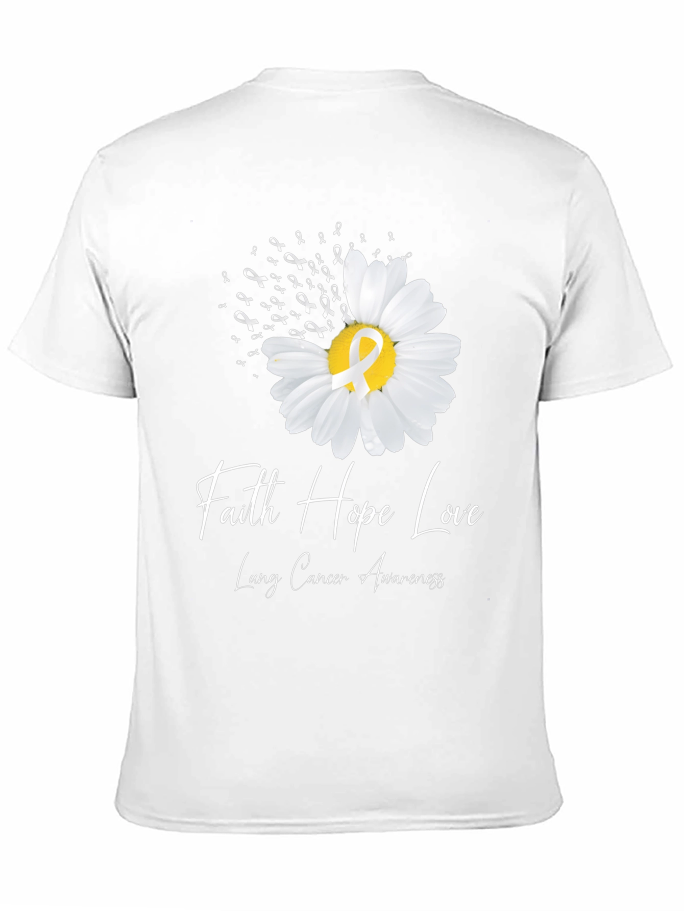 Black Faith Hope Love Lung Cancer Awareness T-Shirt view 11
