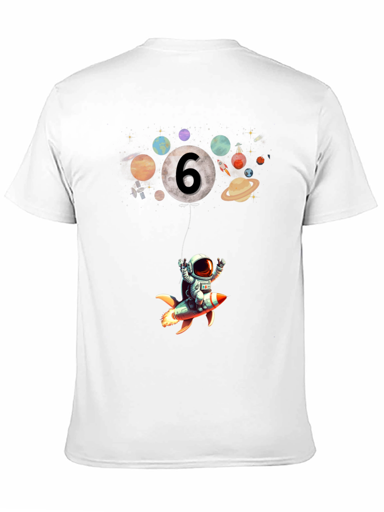 Black Astronaut 6th Birthday T-Shirt - Space Rocket view 11