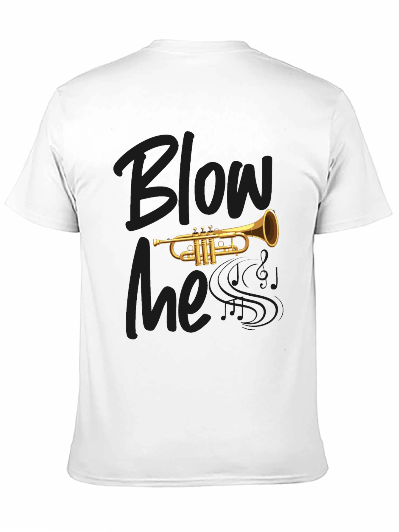Black Blow Me Trumpet Graphic Black T-Shirt view 11