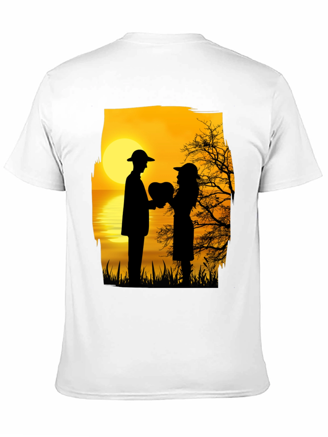 Black Romantic Sunset Silhouette T-Shirt view 11
