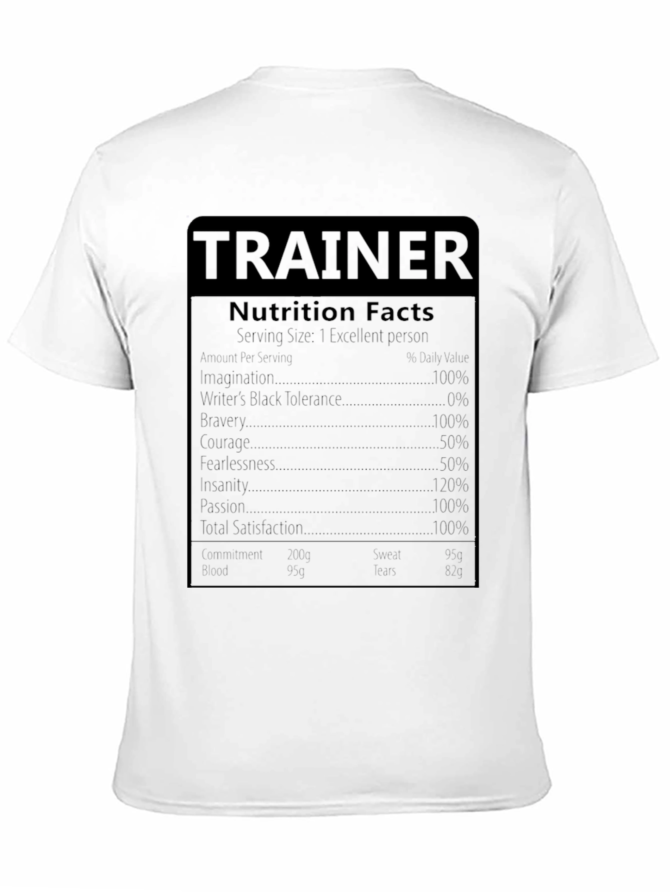 Black Trainer Nutrition Facts Black T-Shirt view 11