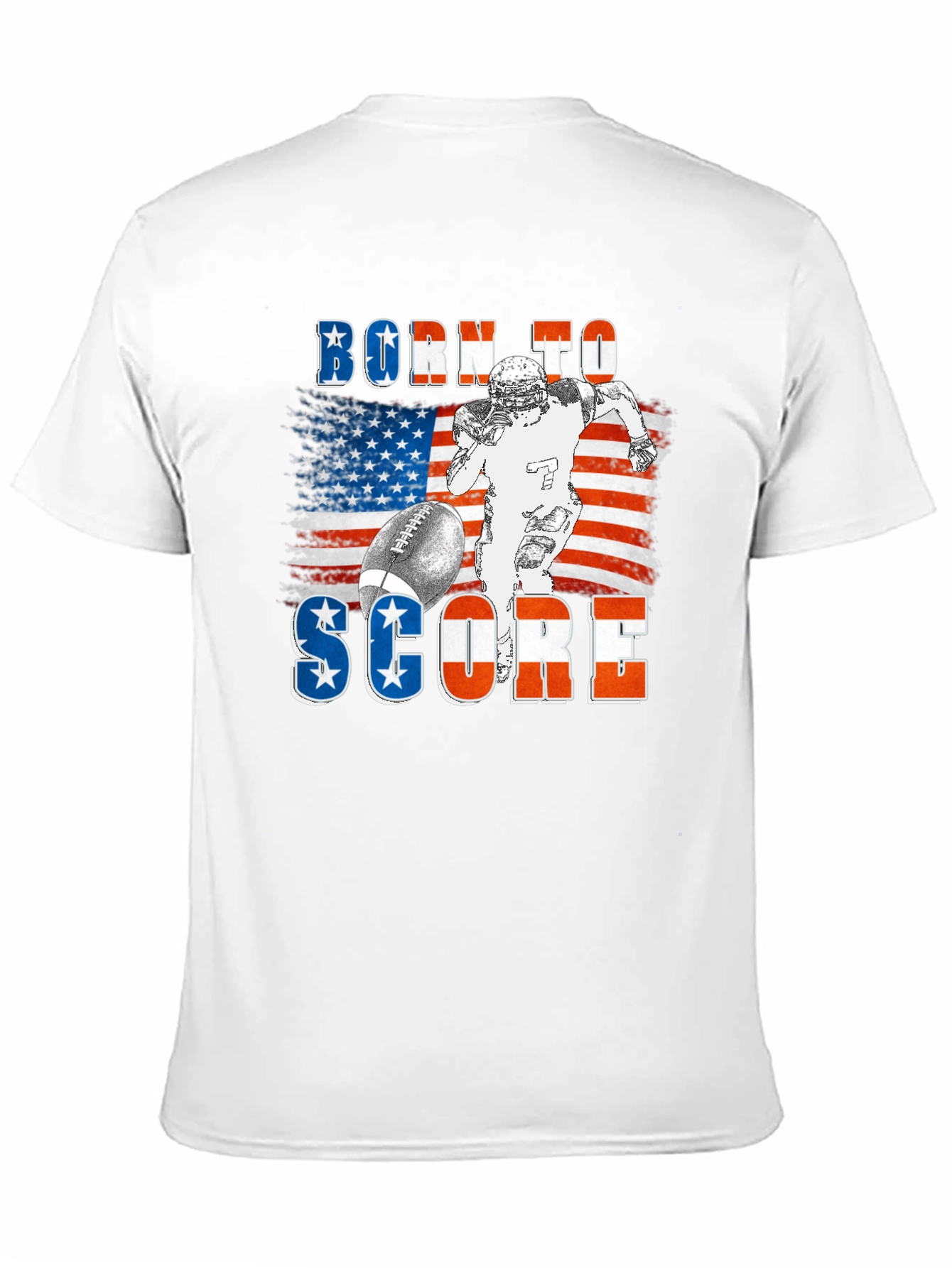 Black Born To Score Football USA Flag T-Shirt view 11