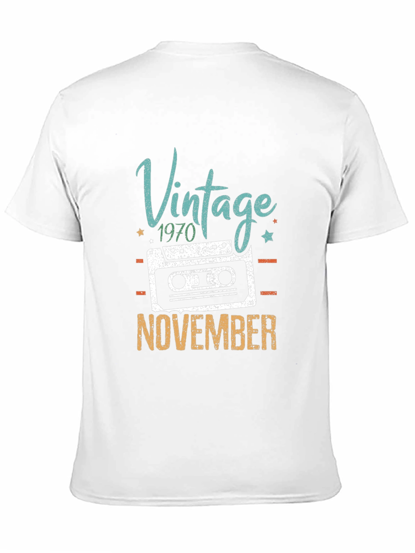 Black Vintage 1970 November Cassette Tape Birthday T-Shirt view 11