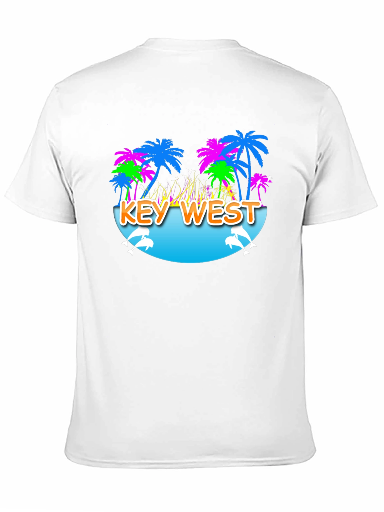 Black Key West Palm Tree Dolphin Graphic Tee view 11