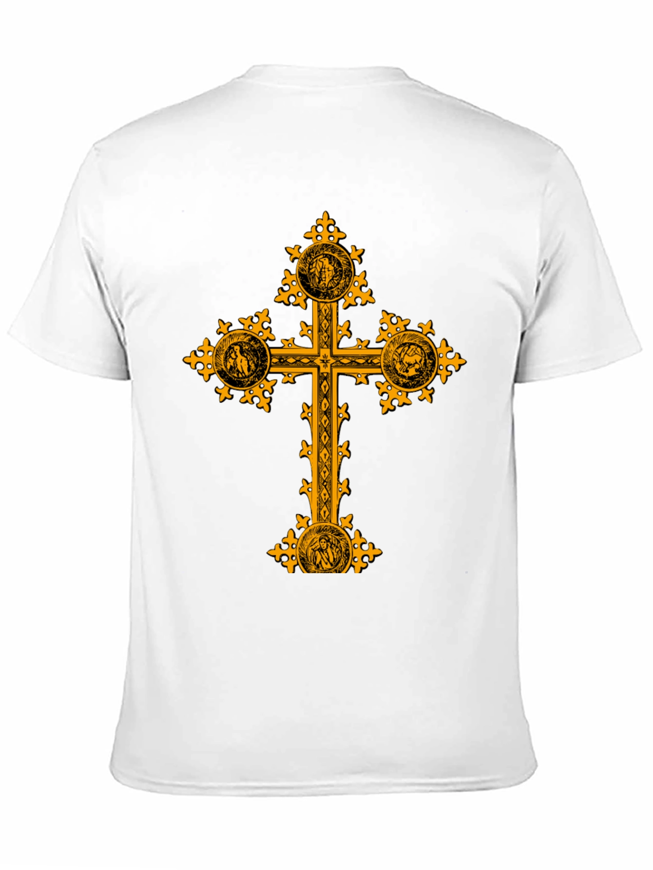Black Ornate Gold Cross Graphic Print Black T-Shirt view 11