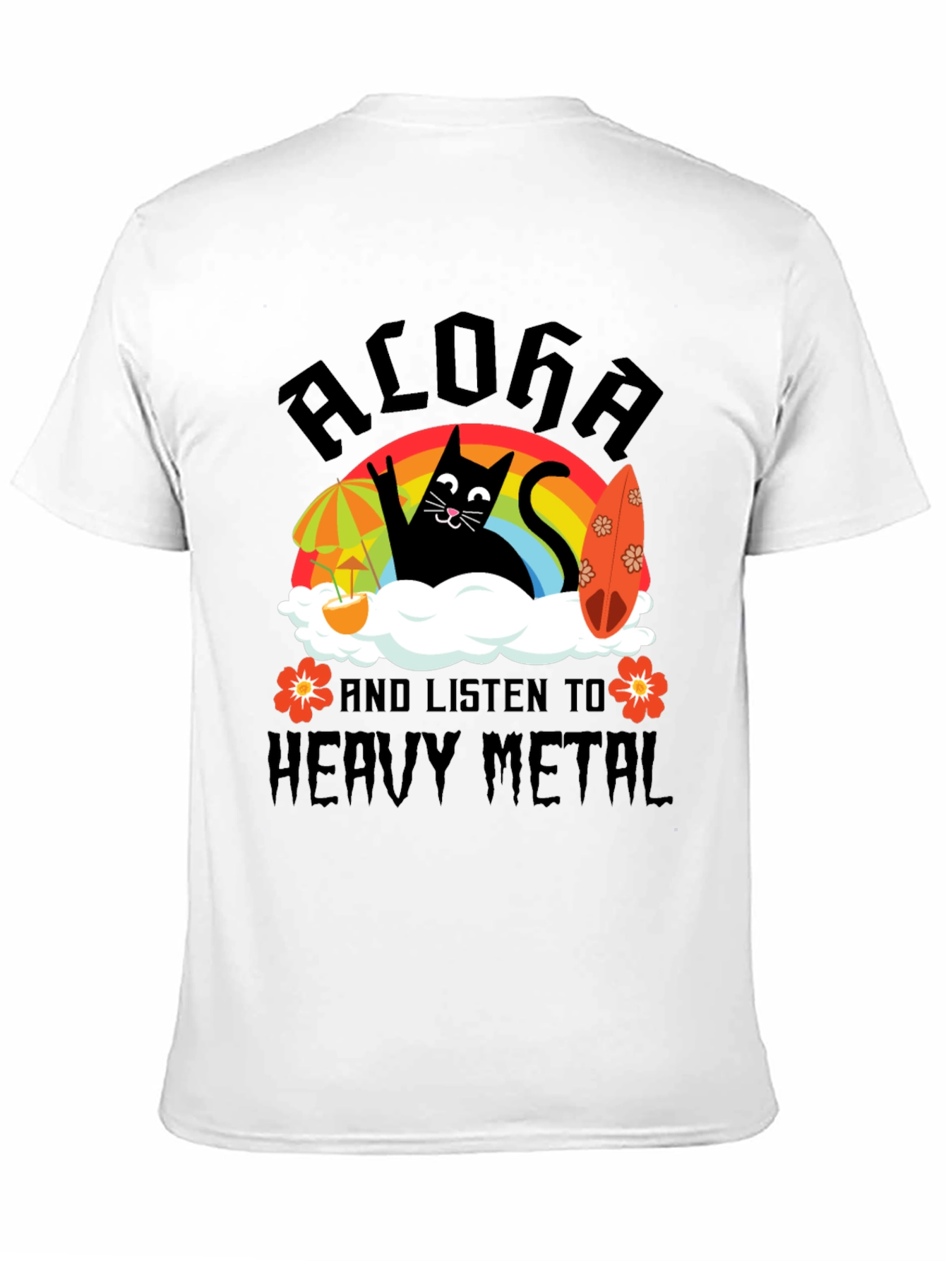 Black Aloha Heavy Metal Black Cat Graphic Tee view 11