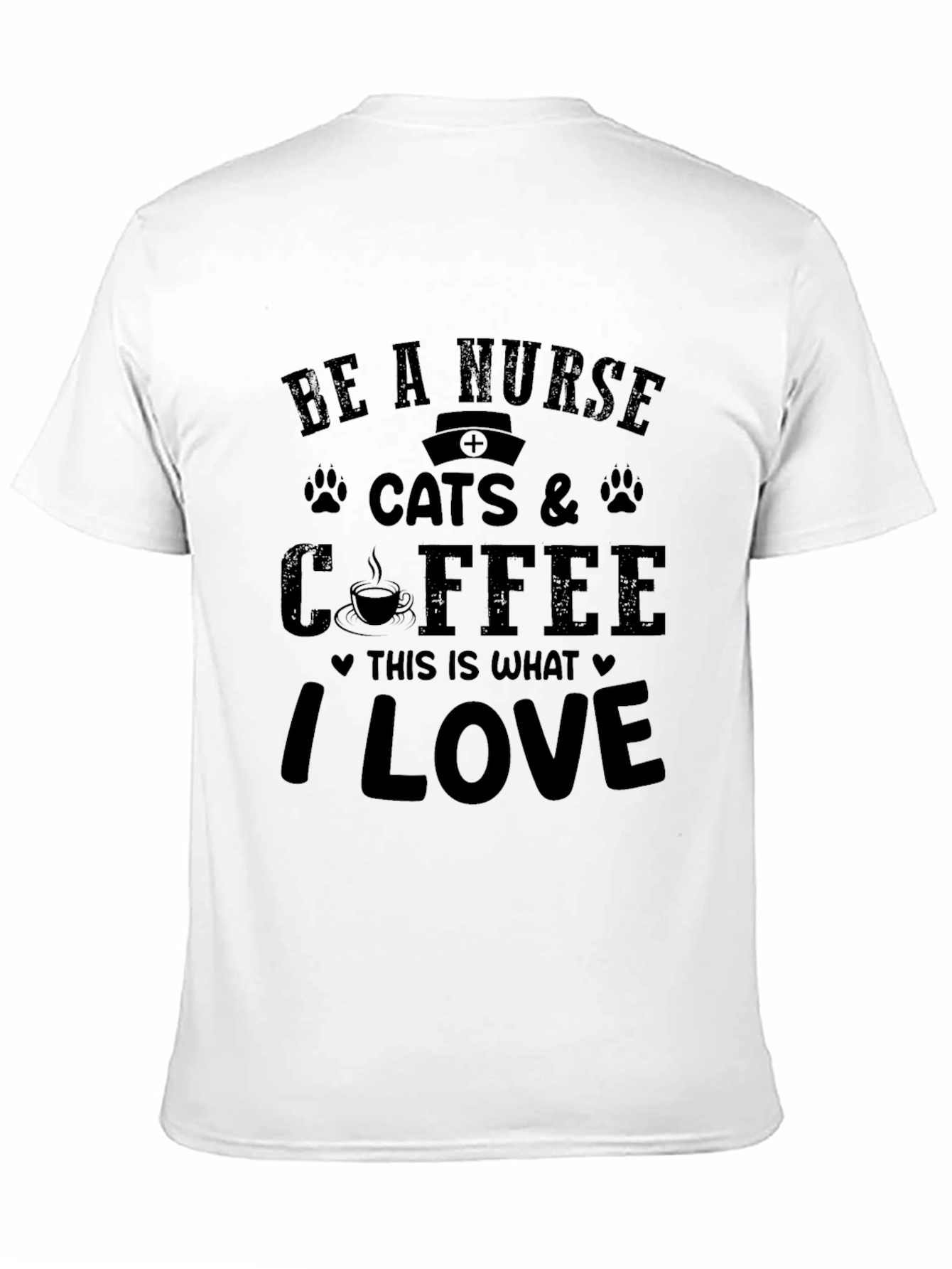 Black Nurse Cats & Coffee T-Shirt - I Love view 11