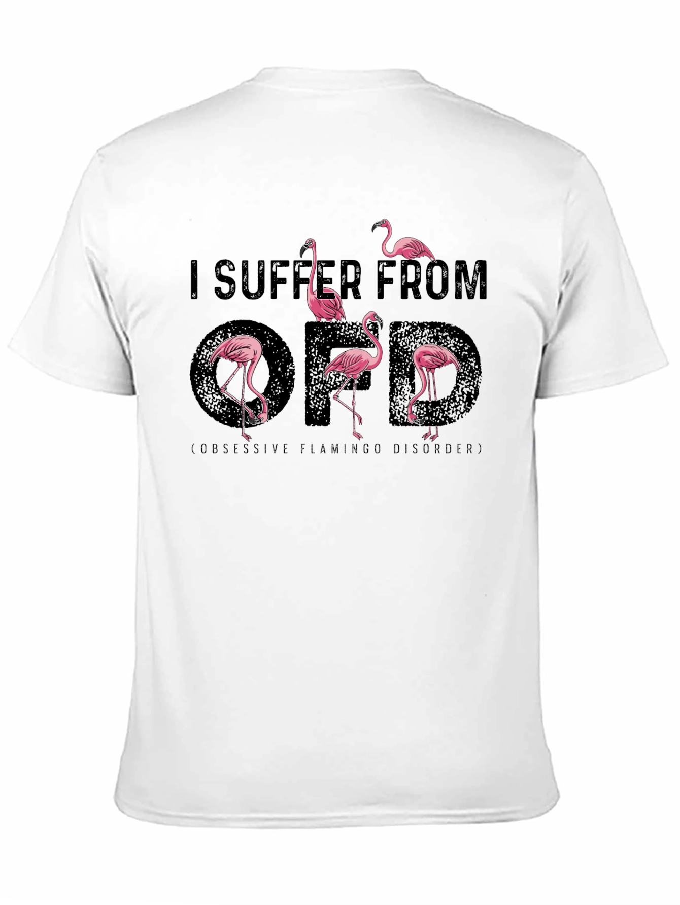 Black Obsessive Flamingo Disorder T-Shirt view 11