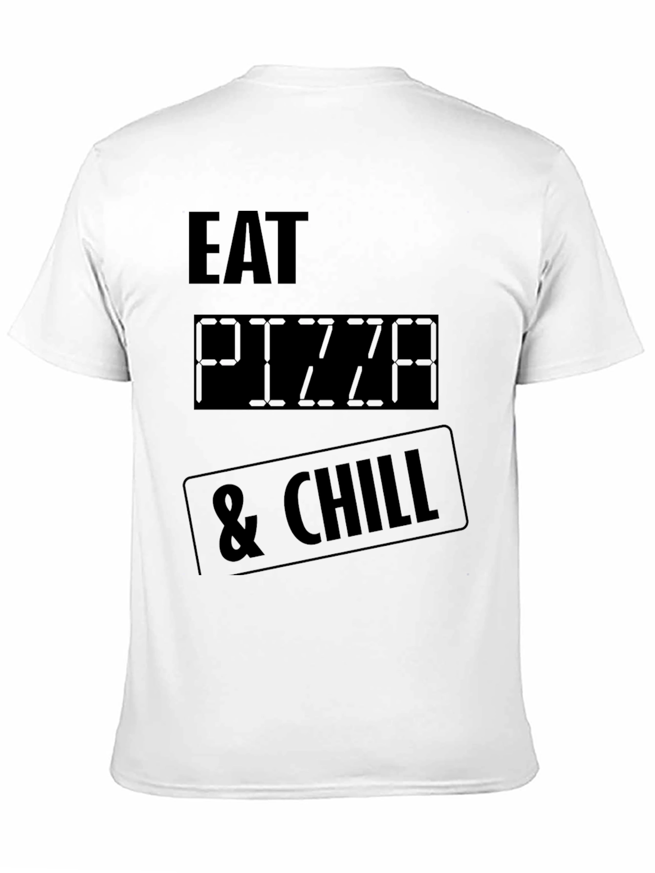 Black Eat Pizza & Chill Graphic Tee - Black Crew Neck T-Shirt view 11