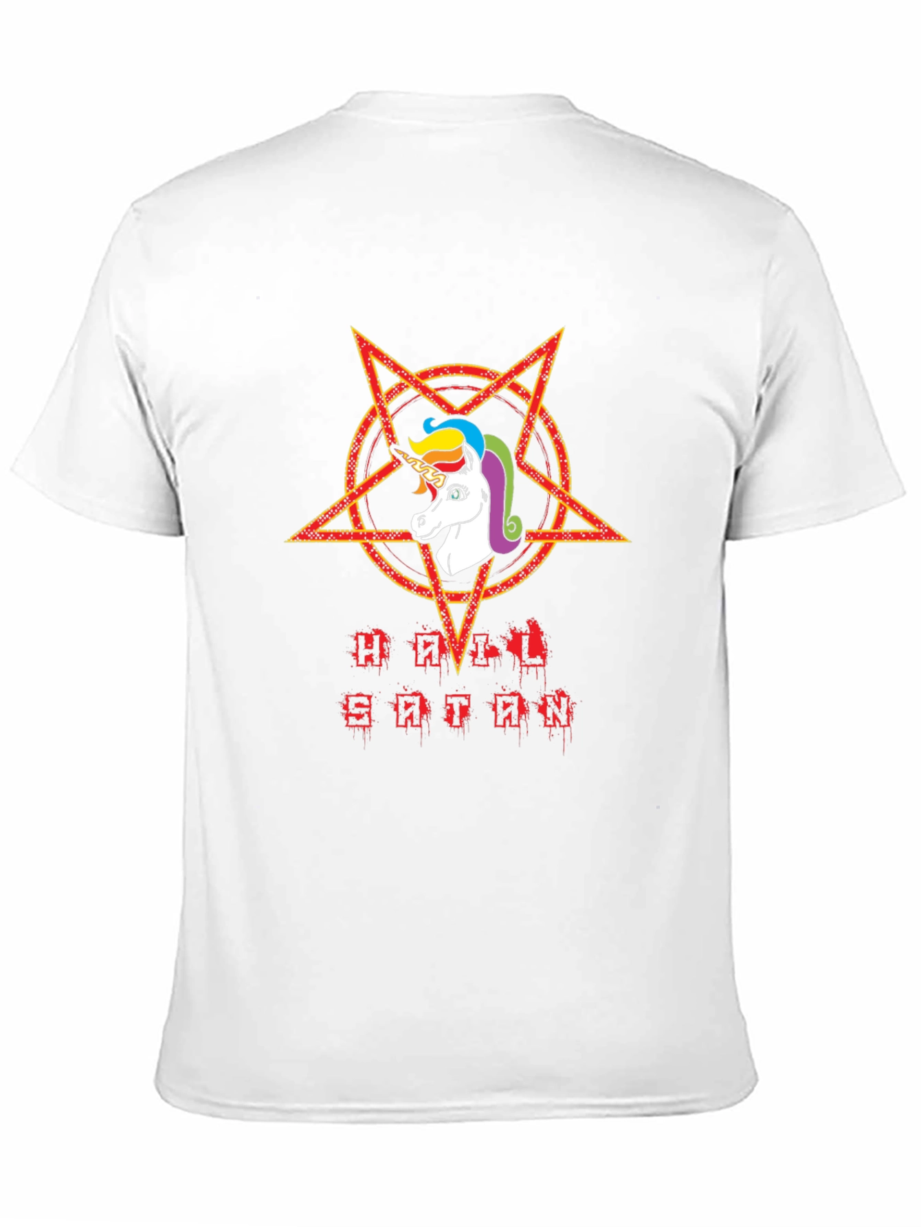 Black Unicorn Pentagram T-Shirt: Hail Satan Graphic Tee view 11