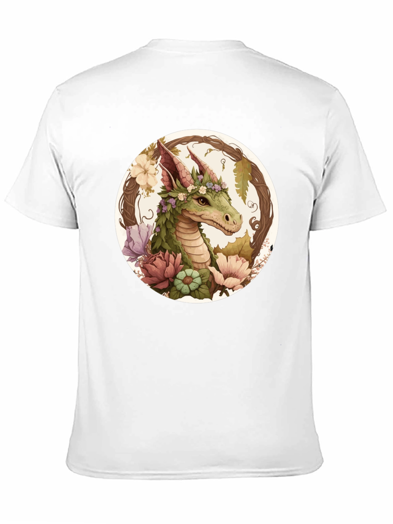 Black Floral Dragon T-Shirt - Unique Fantasy Tee view 11