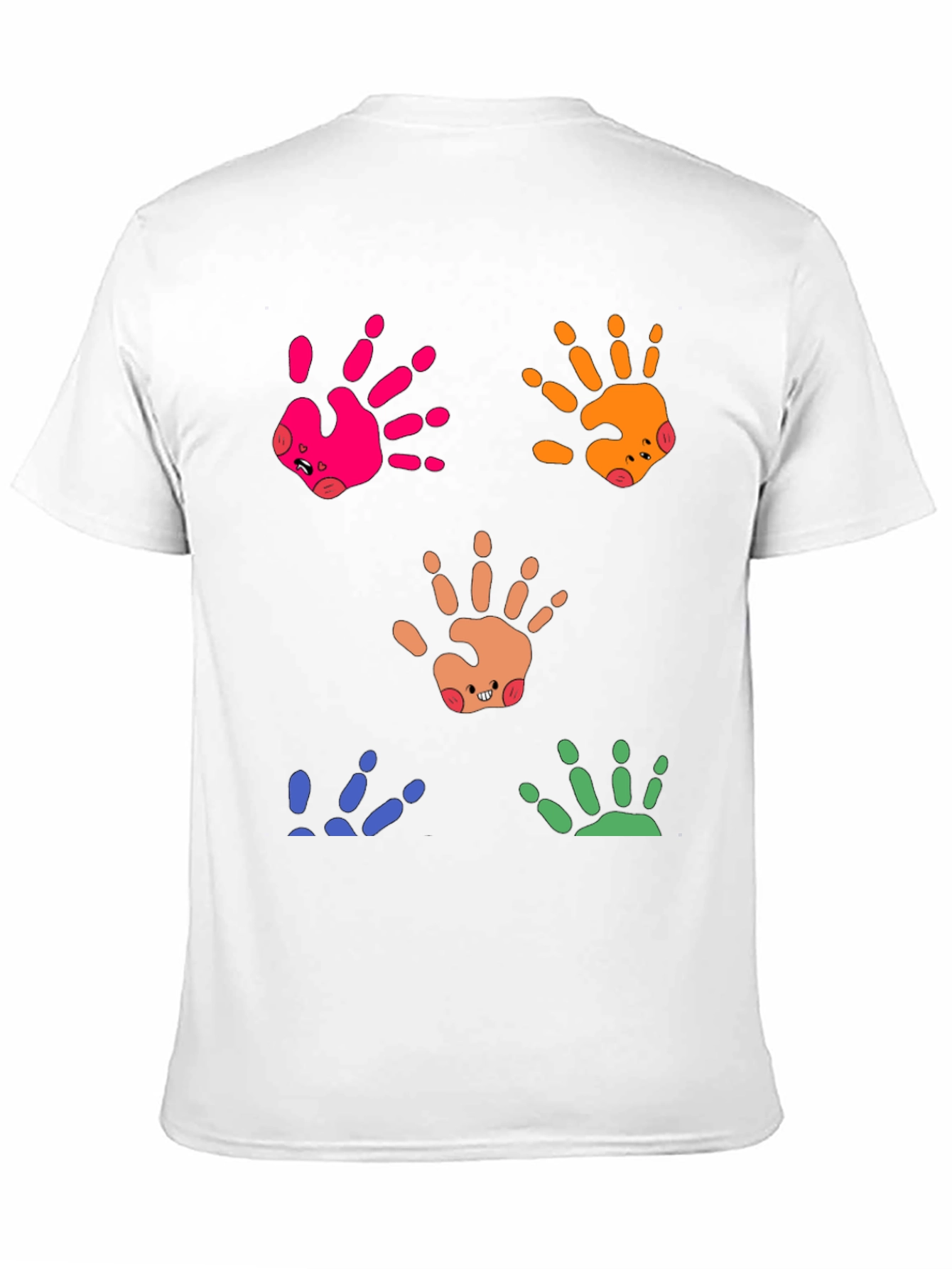 Black Colorful Handprint Graphic Tee - Whimsical Casual Wear view 11