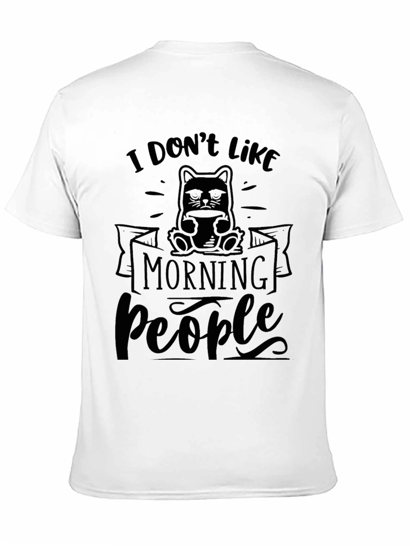 Black Funny Cat 'Morning People' Graphic Tee view 11