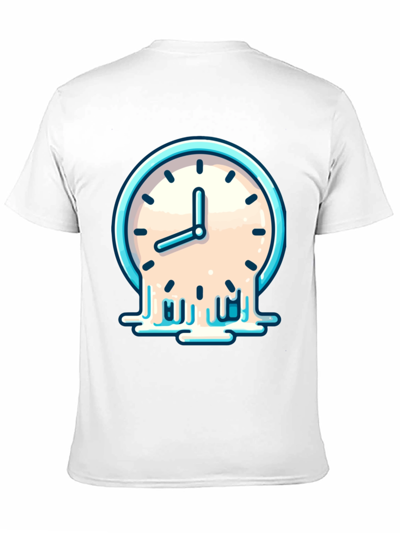 Black Melting Clock Graphic T-Shirt - Black Cotton Tee view 11