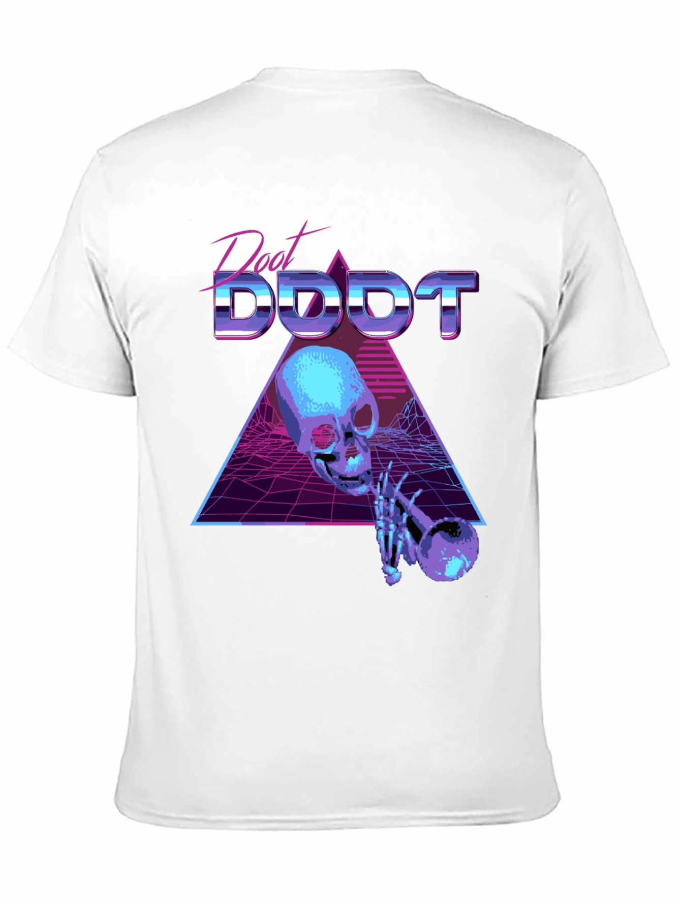 Black Synthwave Skeleton Trumpet Graphic Tee view 11