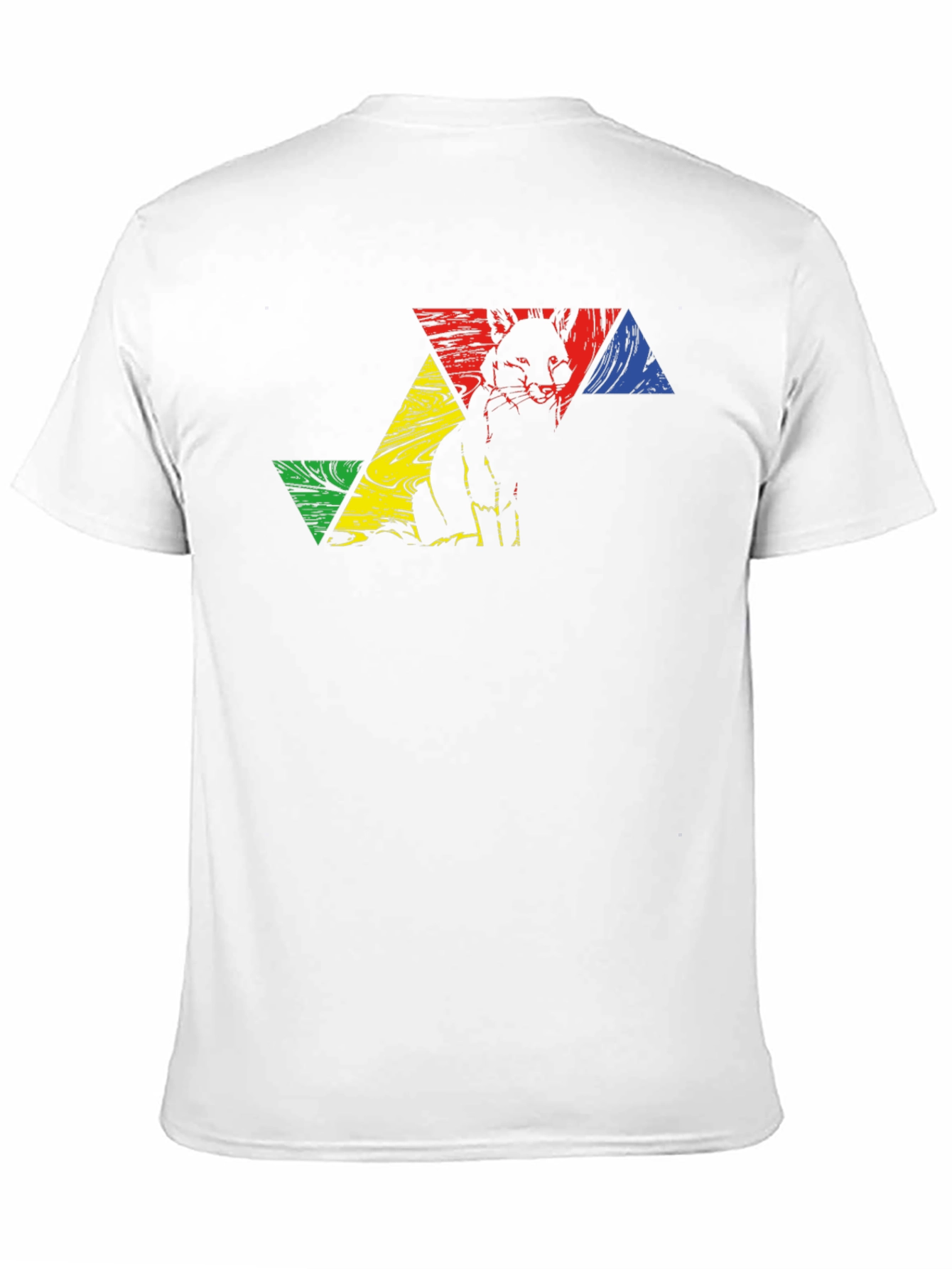 Black Geometric Fox Graphic Tee - Black Crew Neck view 11