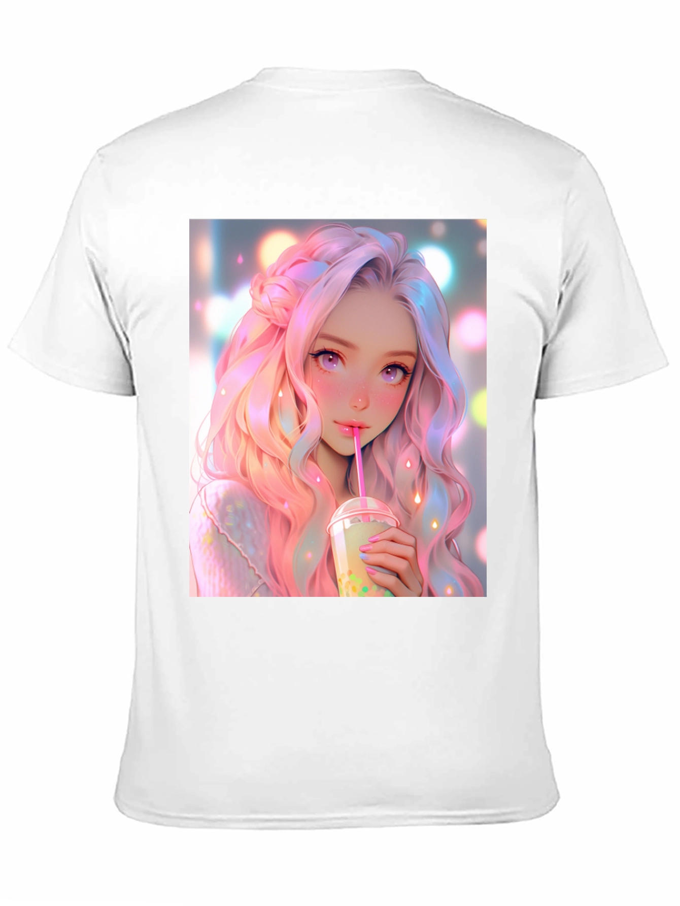 Black Anime Girl Bubble Tea Graphic T-Shirt view 11