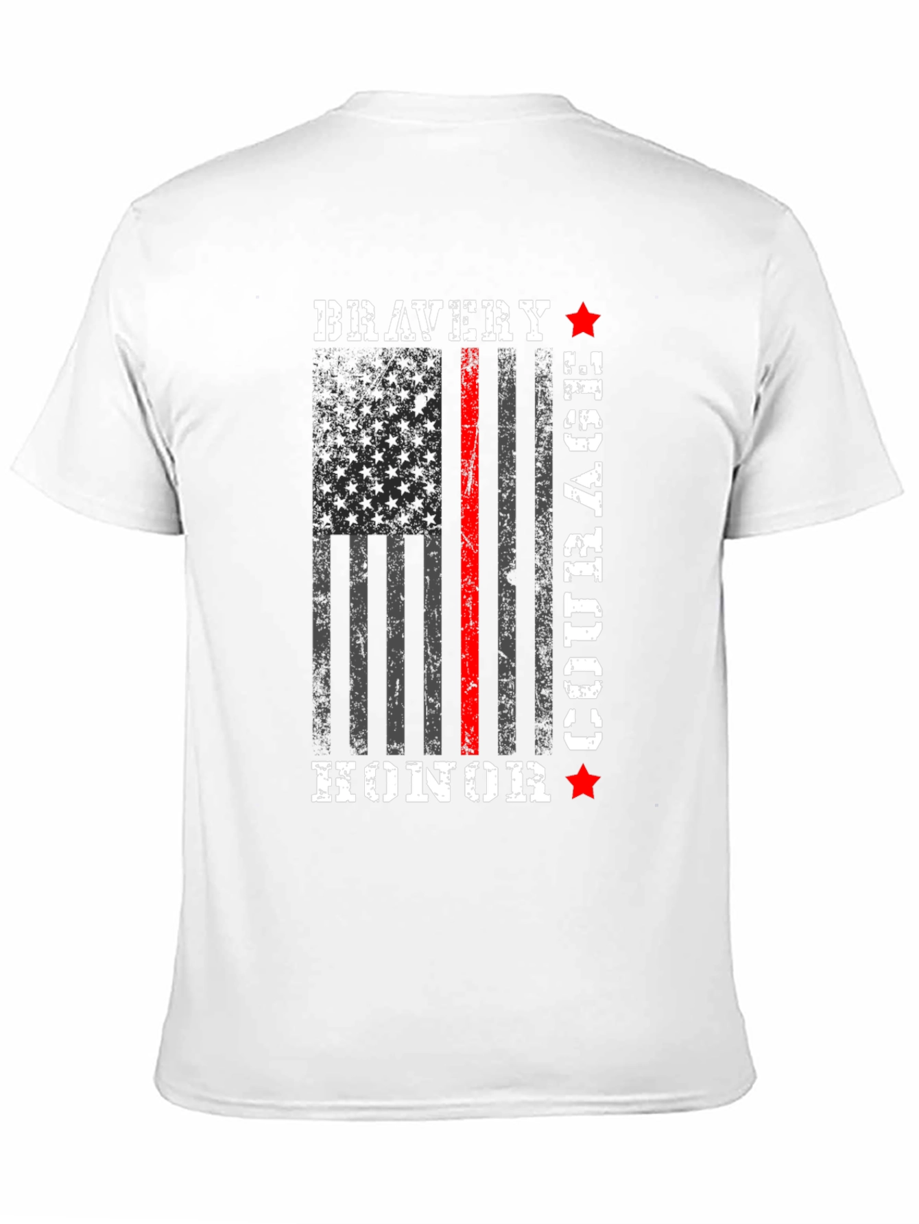 Black Bravery Courage Honor T-Shirt - Firefighter Thin Red Line view 11