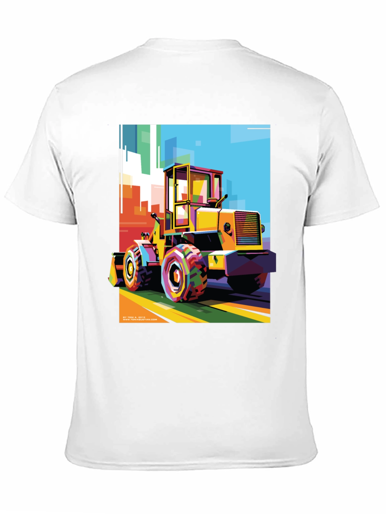 Black Bold Graphic Print T-Shirt - Construction Loader Art view 11