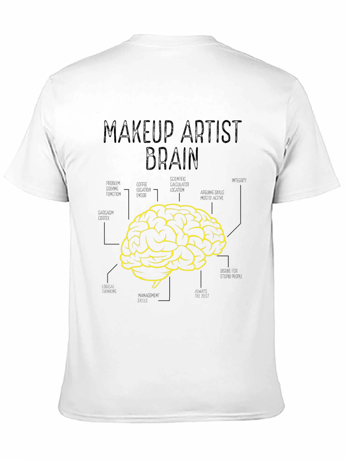 Black Makeup Artist Brain T-Shirt - Creative Graphic Tee view 11