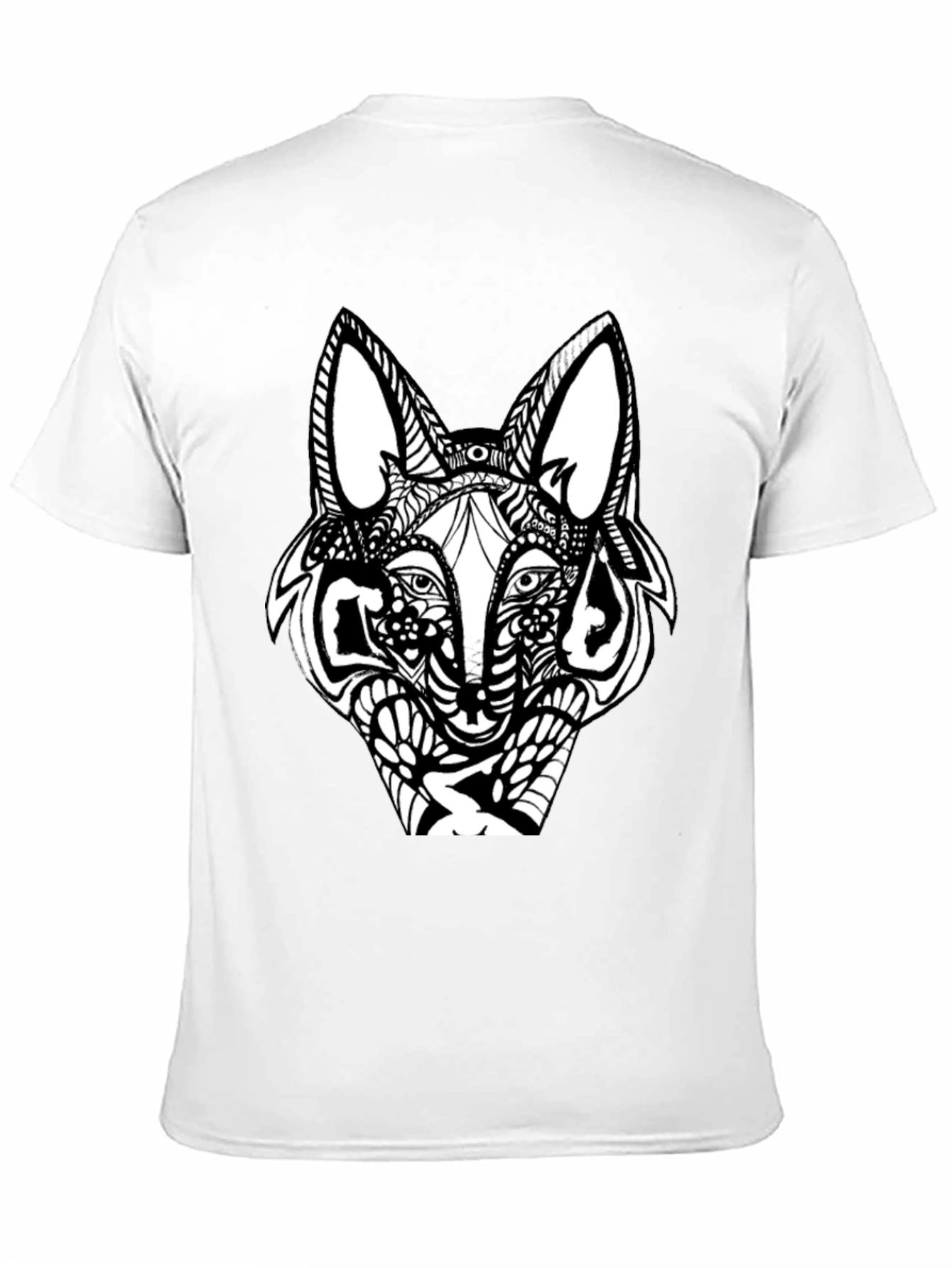 Black Abstract Wolf Graphic Black T-Shirt view 11