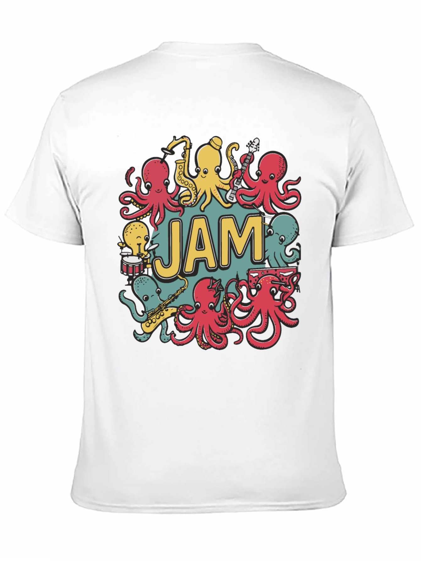 Black Octopus Jam Band Graphic T-Shirt - Black Cotton Tee view 11
