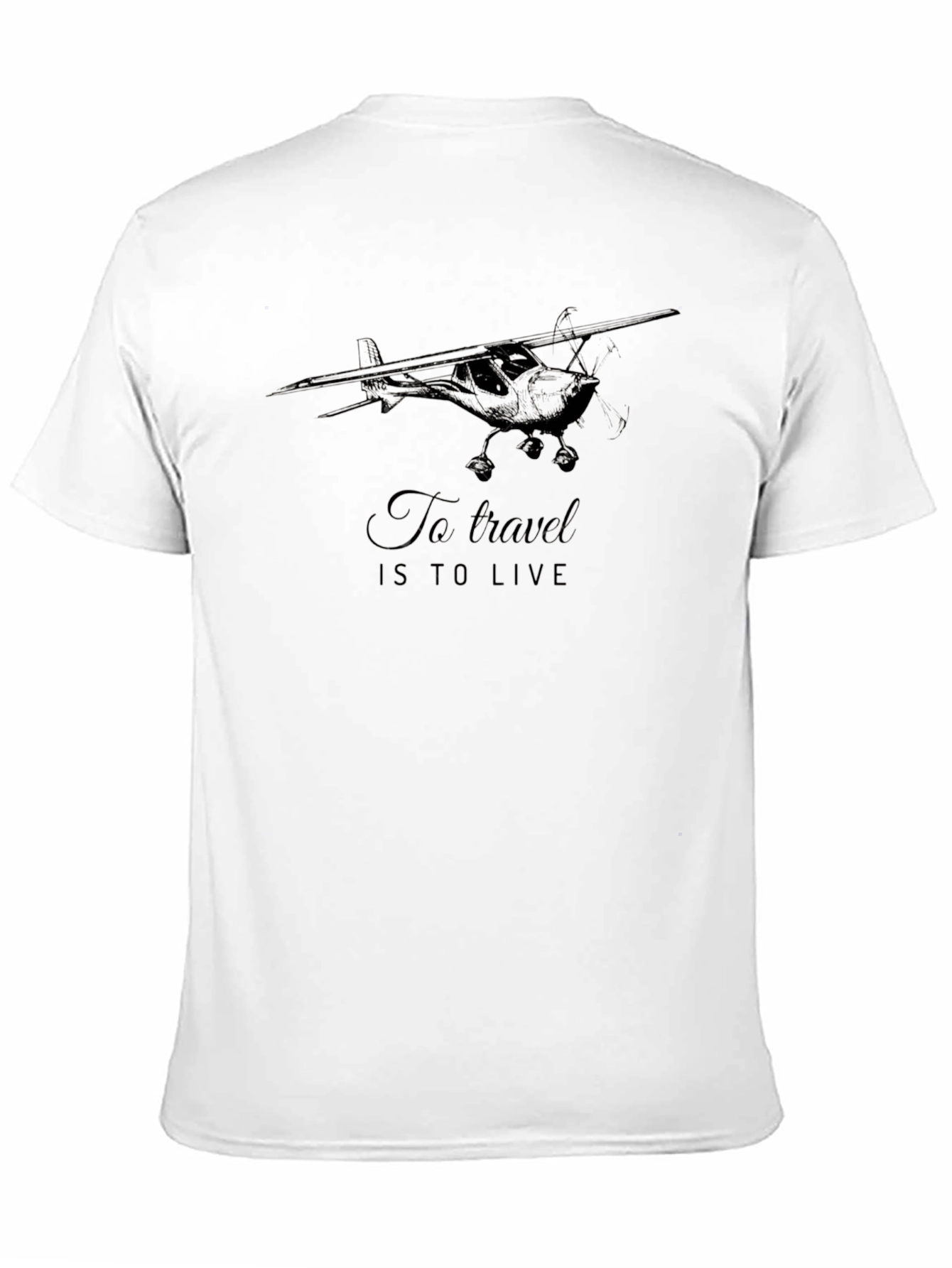 Black Black Travel T-Shirt: Go Travel Is To Live Airplane Graphic Tee view 11