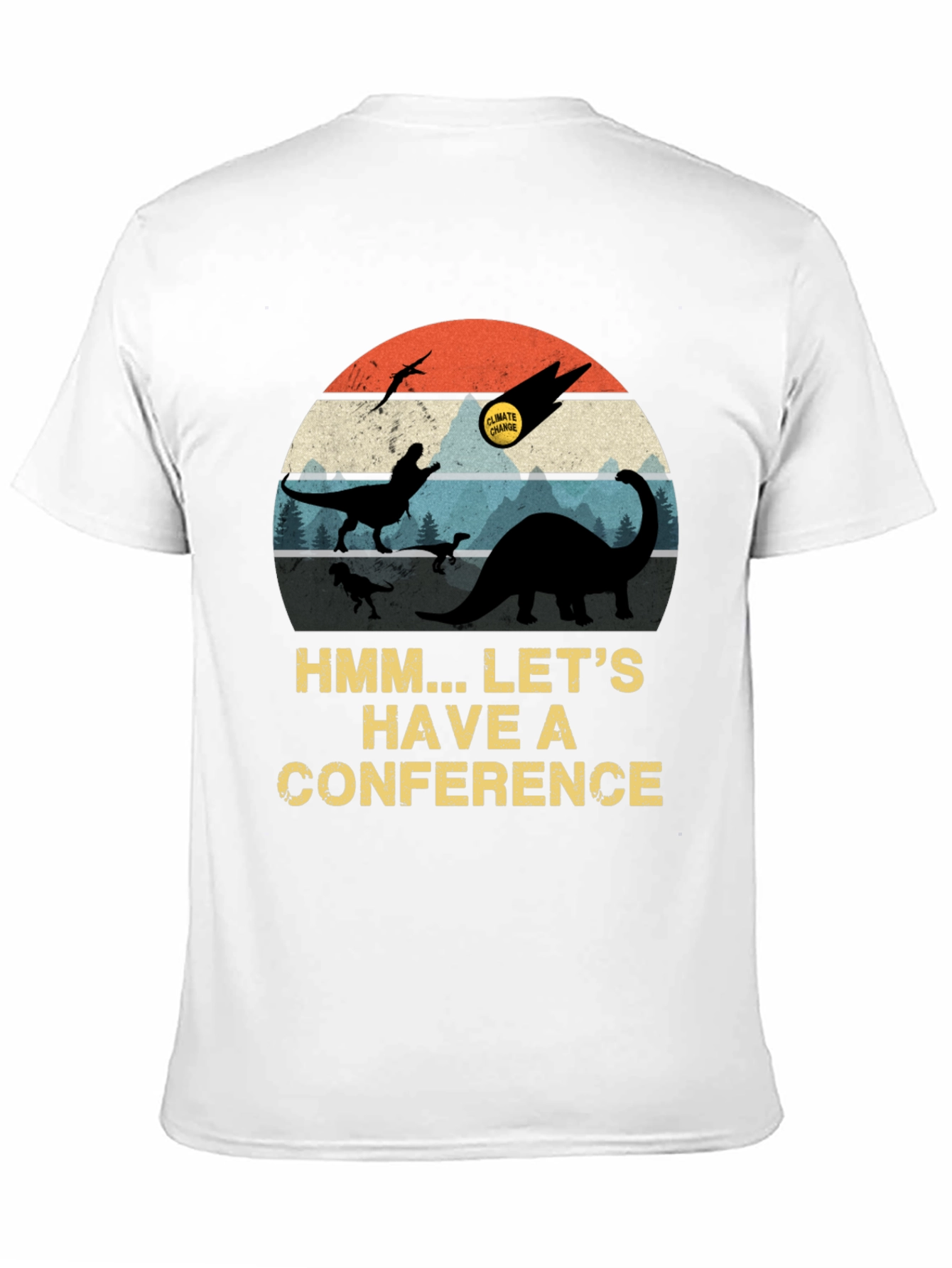 Black Dinosaur Climate Change Conference Graphic T-Shirt view 11