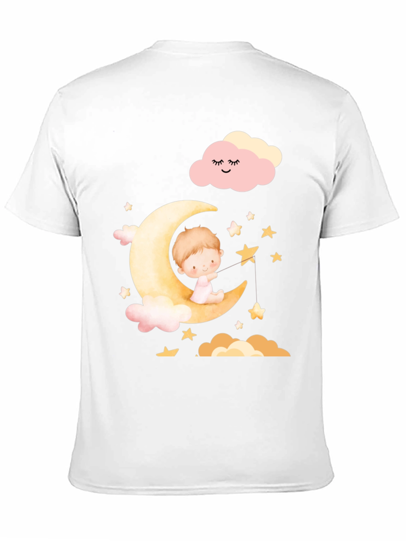 Black Cute Baby on Moon Graphic T-Shirt - Unisex view 11